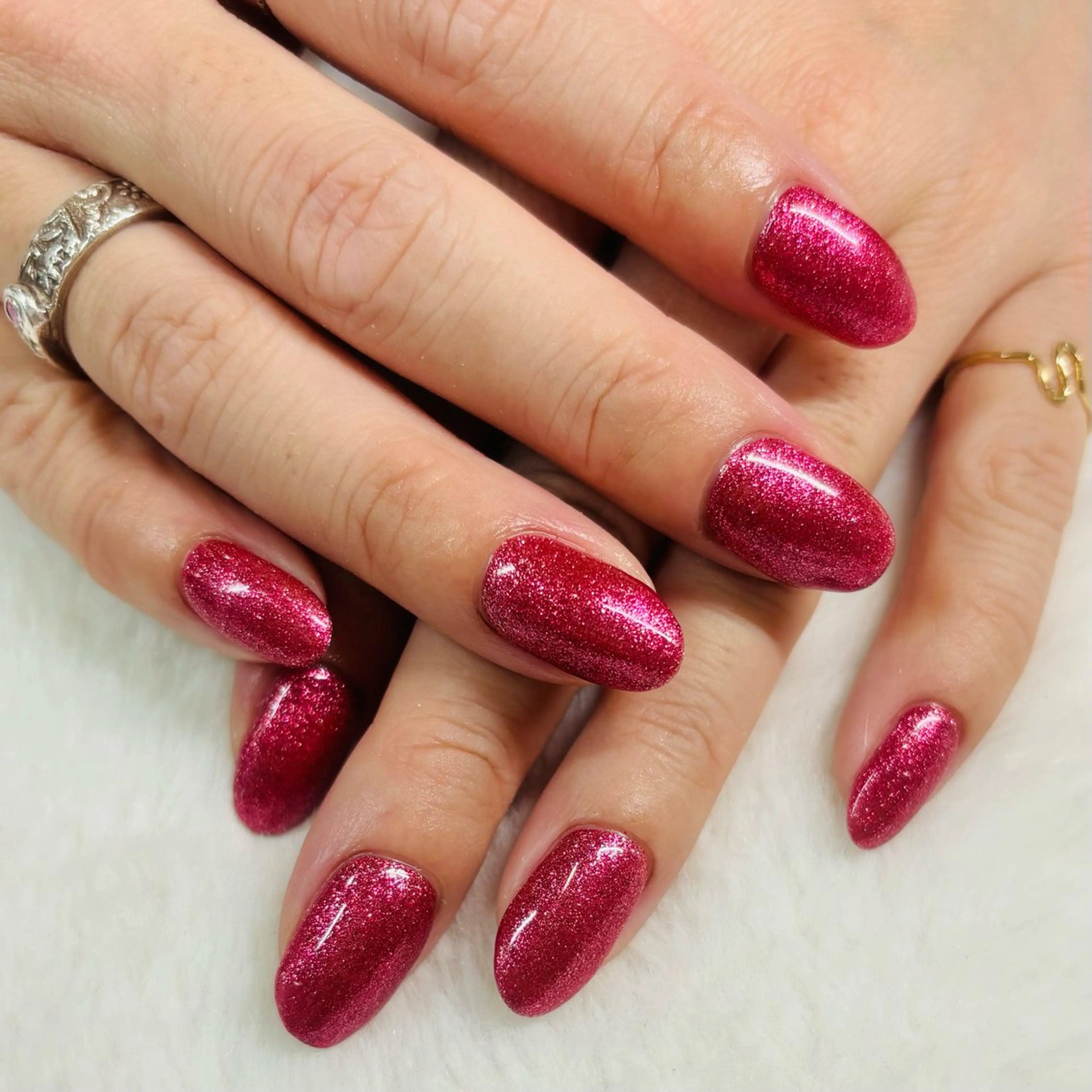 ネイル ラメ(グリッター) ワンカラーネイル 赤色 AngelCoco Tabataのネイルデザイン