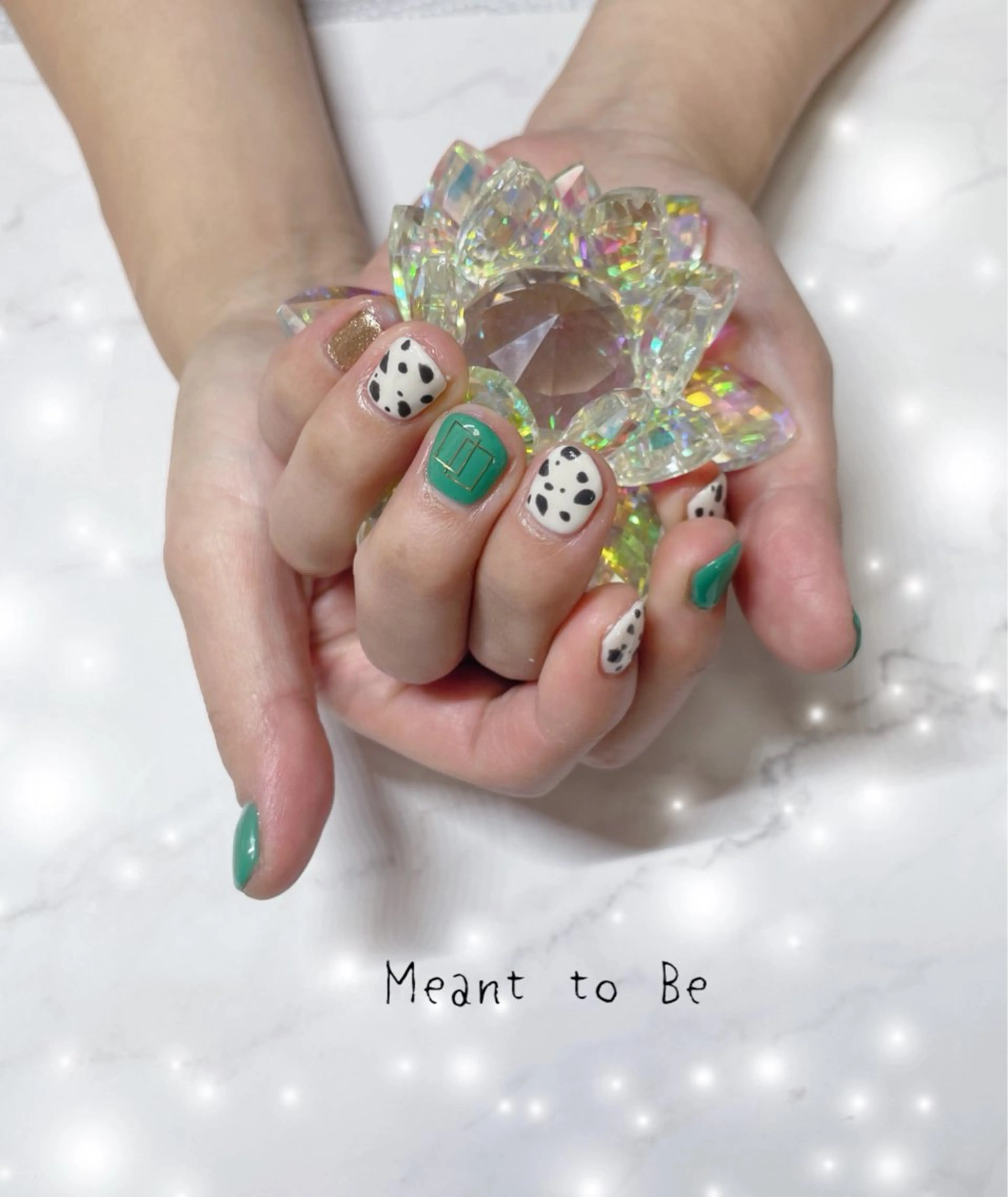 ネイル アートネイル ジェルネイル ゴールド グリーン パラジェル Meant to Be〜ご縁に感謝〜のネイルデザイン