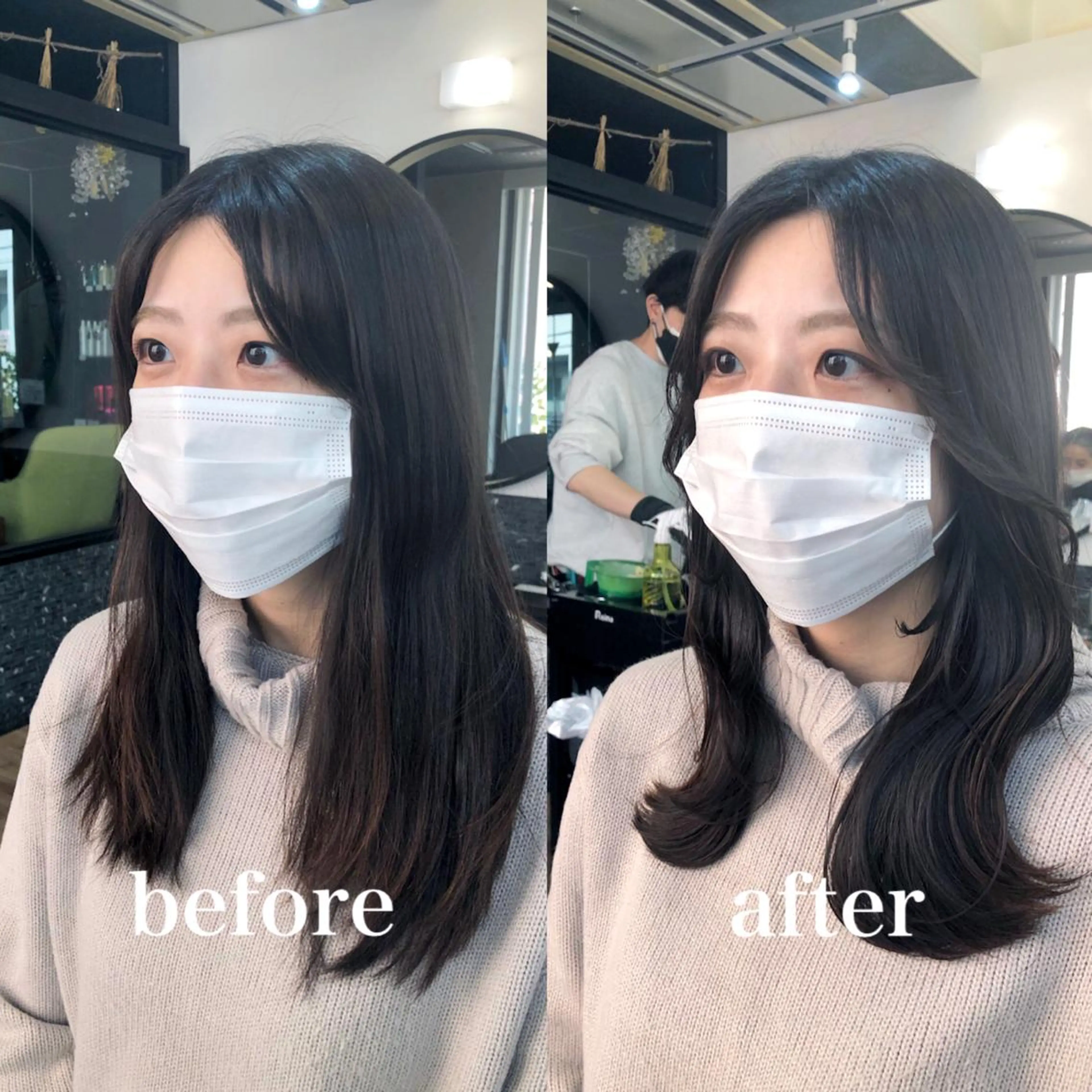 セミロング 顔周りカット 伸ばしかけ 韓国風ヘア トレンドヘア🌿 森  一愛のヘアスタイル