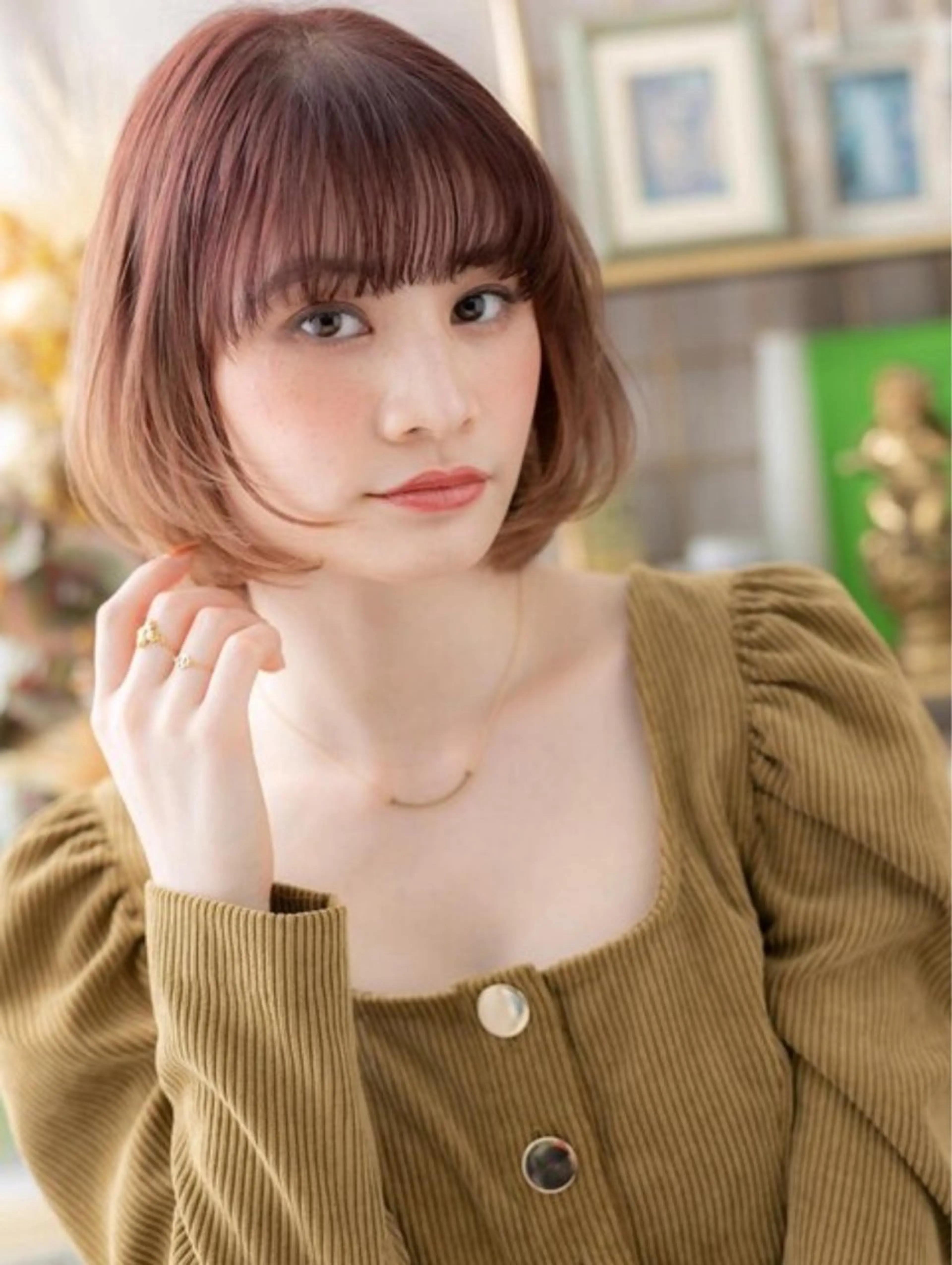 ミディアム カット ヘアカラー くびれ&切りっぱボブ 得意👍佐藤歩のヘアスタイル