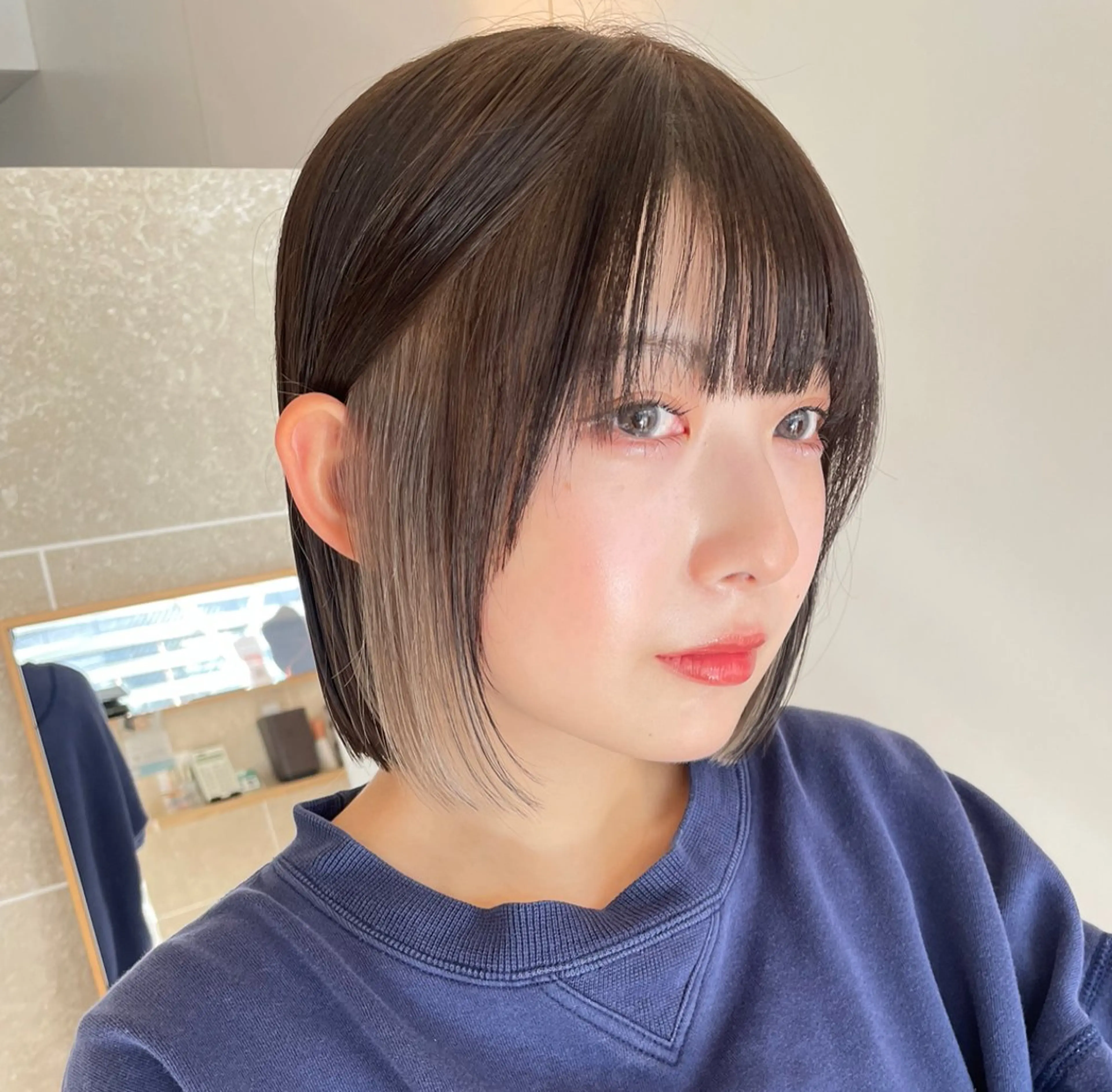 ショート カラー ベージュカラー イヤリングカラー ホワイトベージュ ボブ トリートメント/ セット/池袋/あつしのヘアスタイル