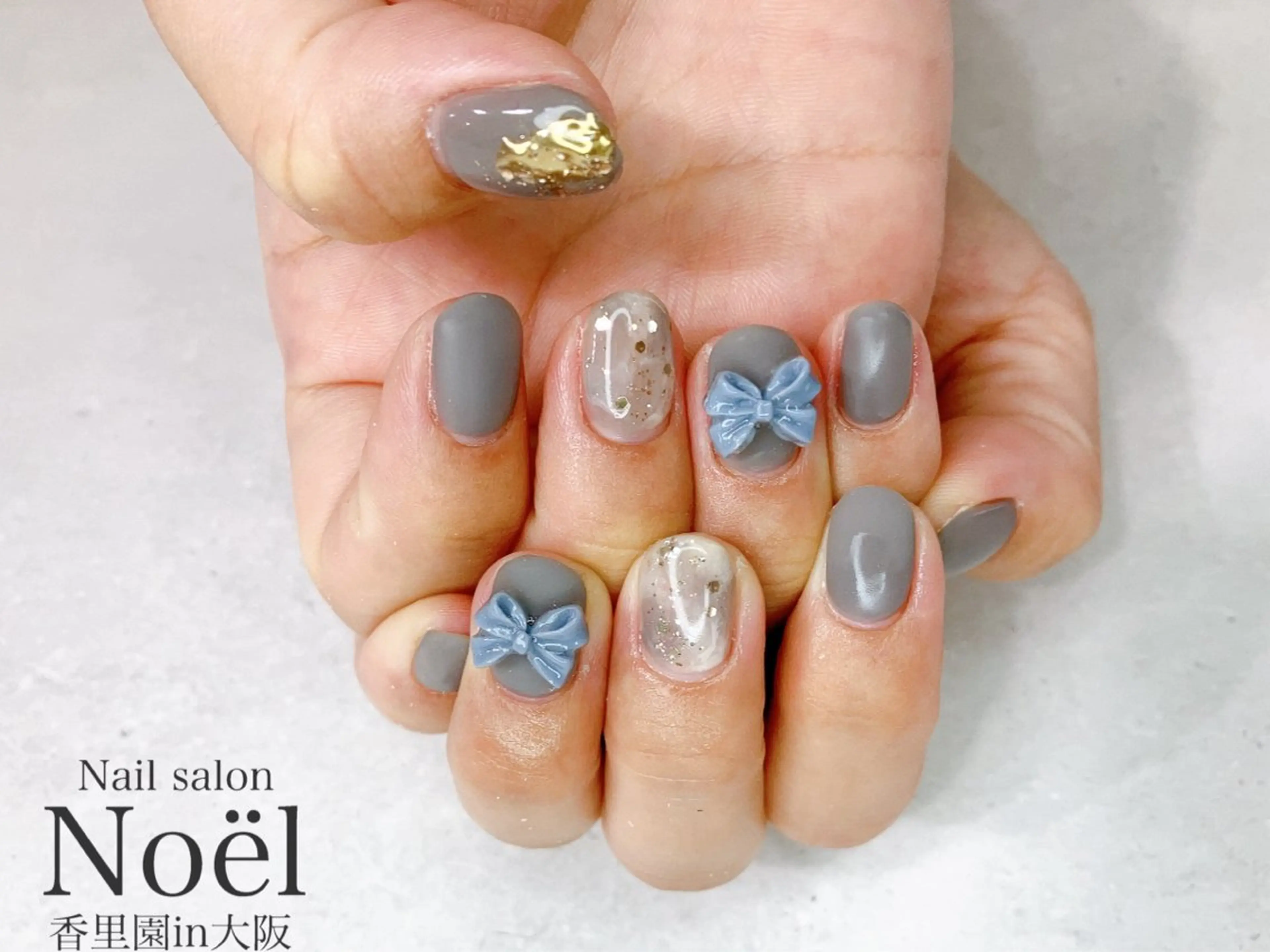 ネイル マットネイル ニュアンスネイル リボン Nailsalon Noël所属・Nailsalon ＆Noelのネイルデザイン