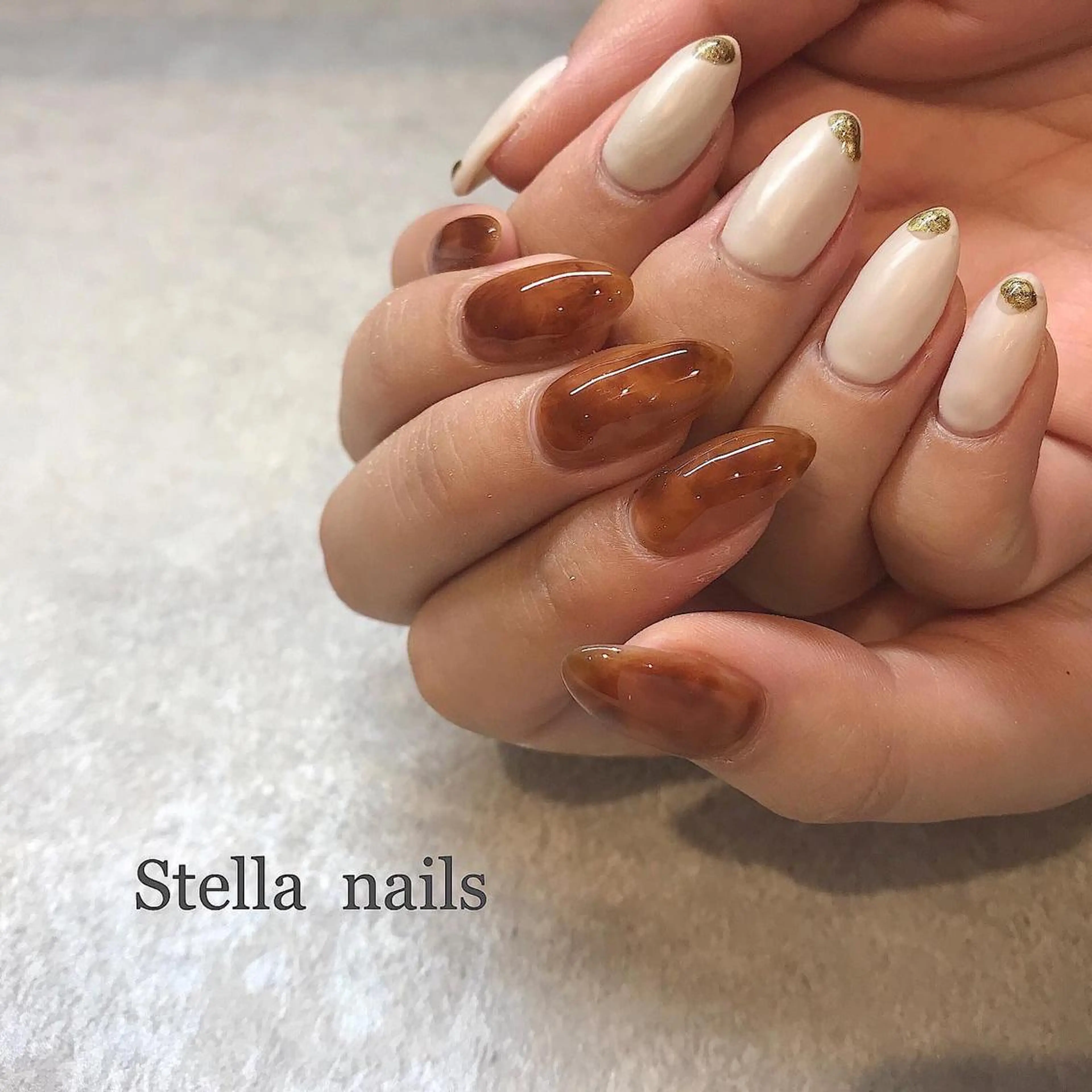 ネイル べっ甲ネイル Stella nailsのマツエク・マツパデザイン
