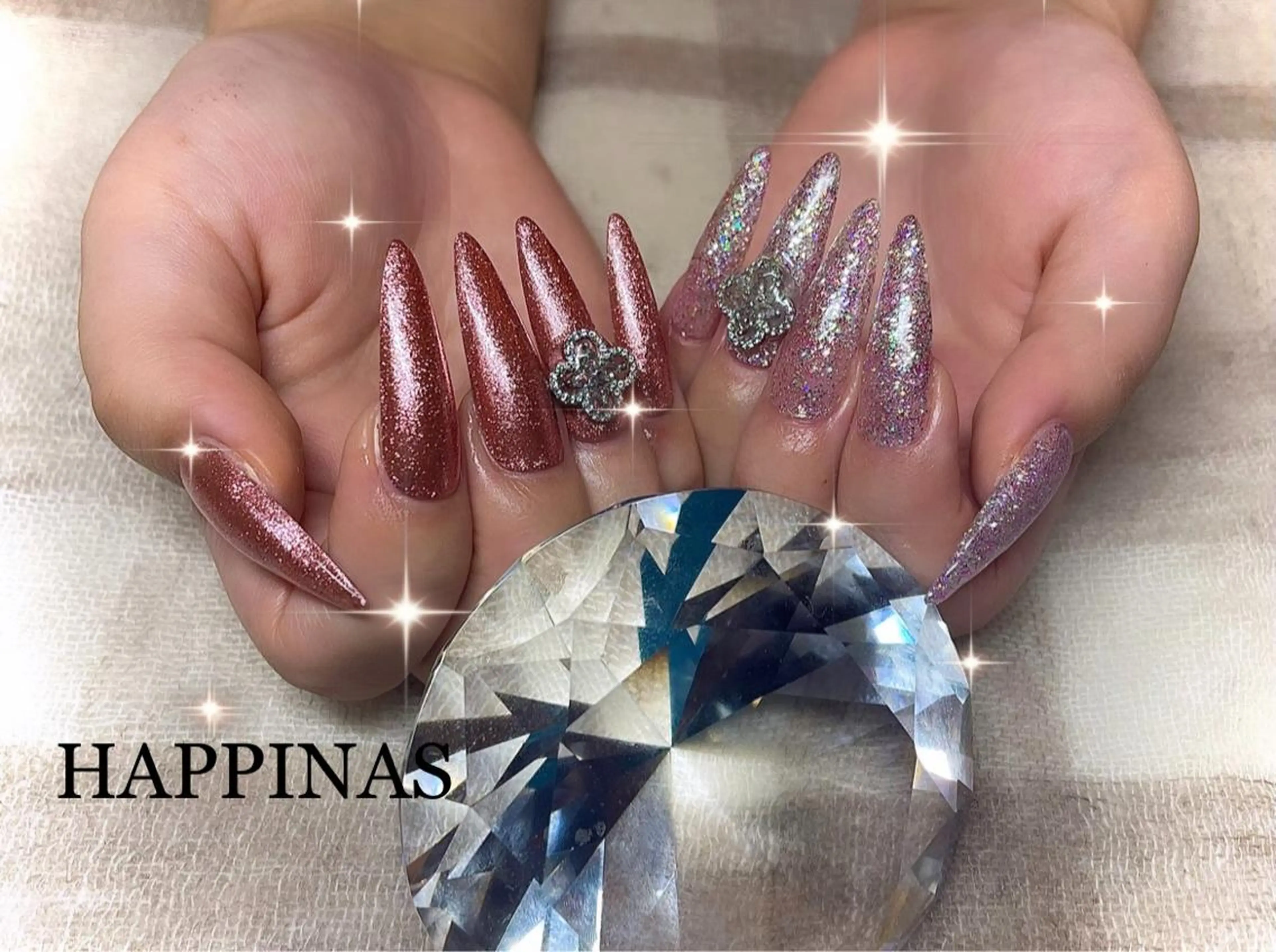 ネイル キラキラネイル ラメ(グリッター) ワンカラーネイル ピンク スカルプネイル HAPPINAS Jrネイリスト💅のネイルデザイン
