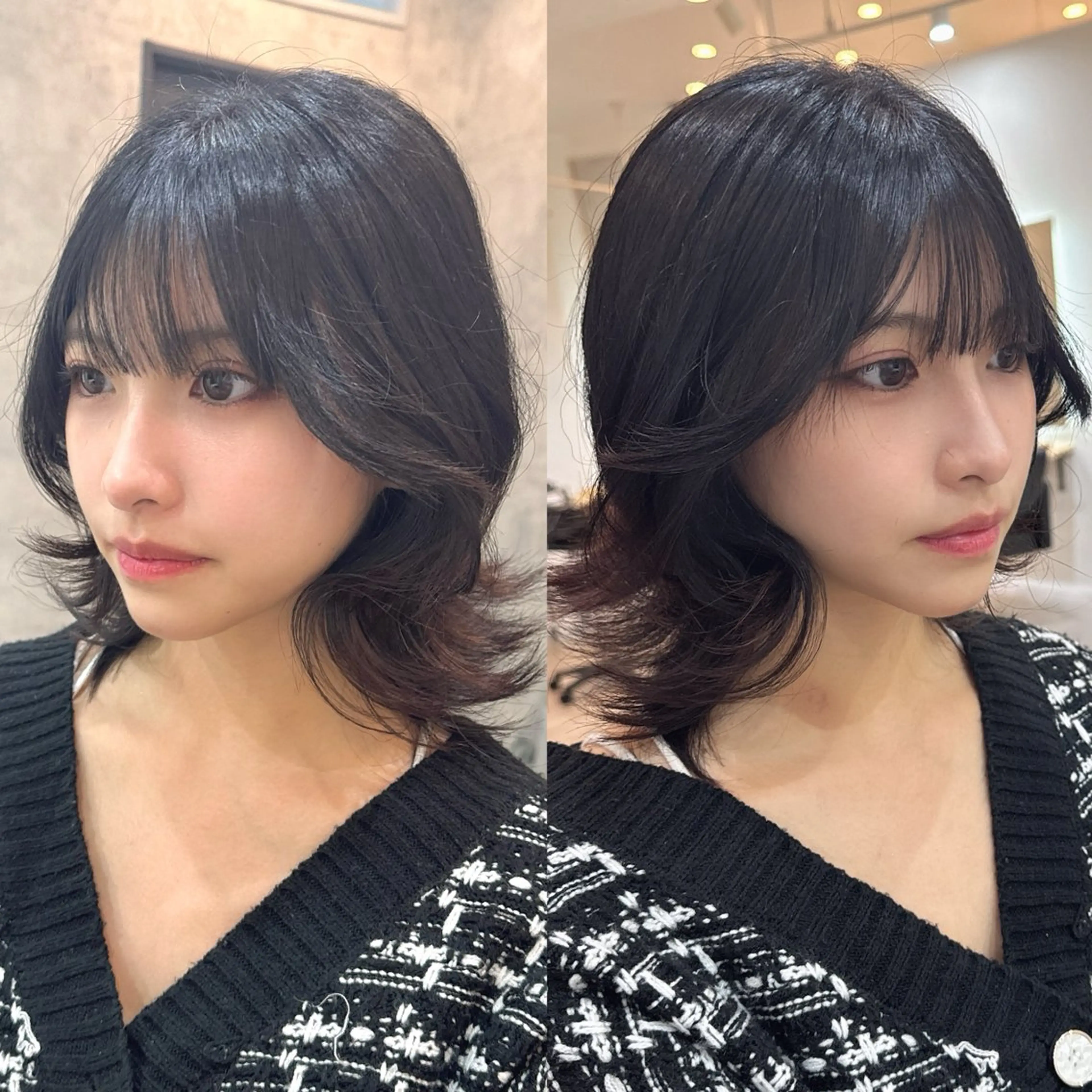 ミディアム ボブレイヤー ボブ 顔周りカット 韓国風ヘア レイヤーカット カット 森 隆秀/韓国ヘアのヘアスタイル