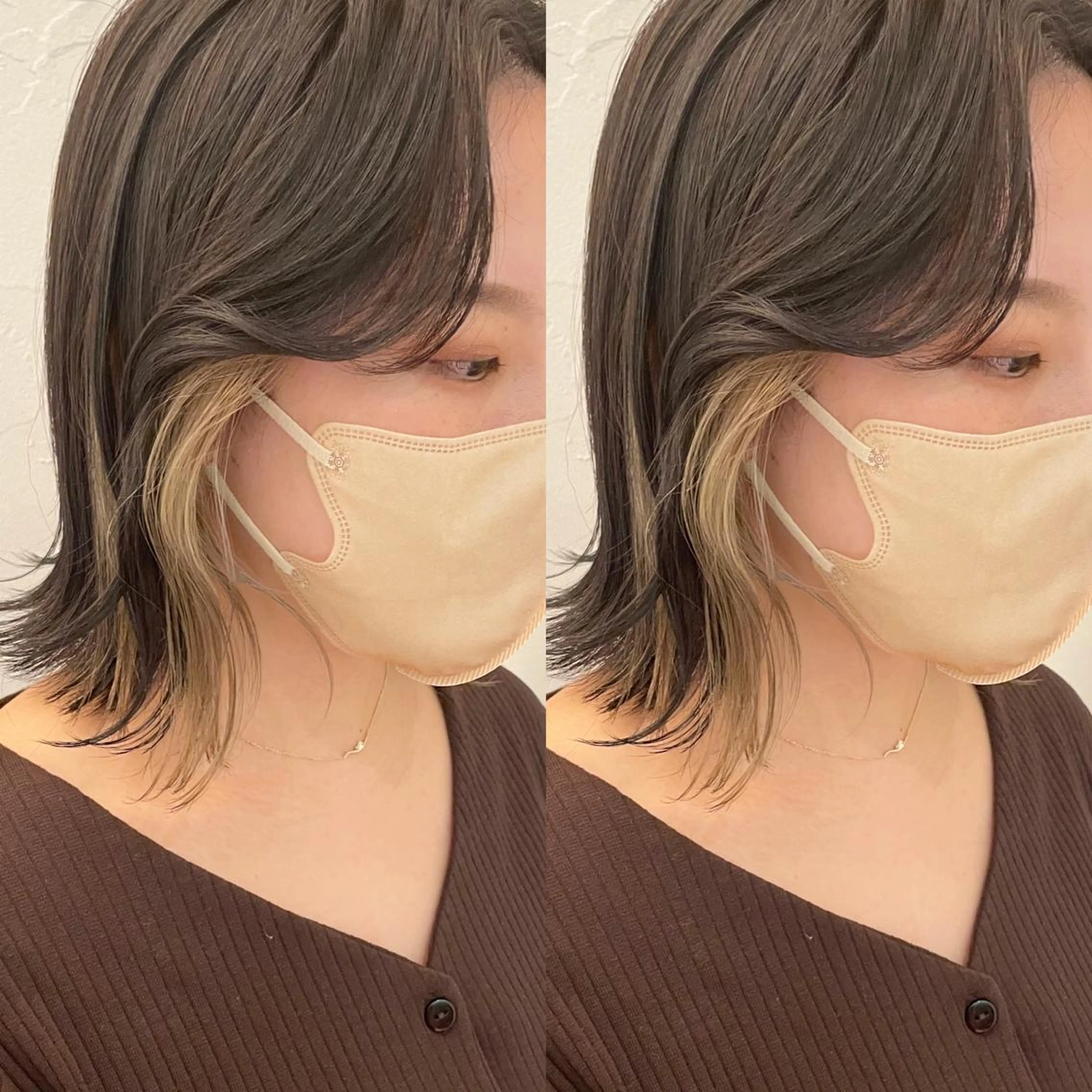 ミディアム カラー ベージュカラー 大人上品な ハイライト🪄イワヤのヘアスタイル