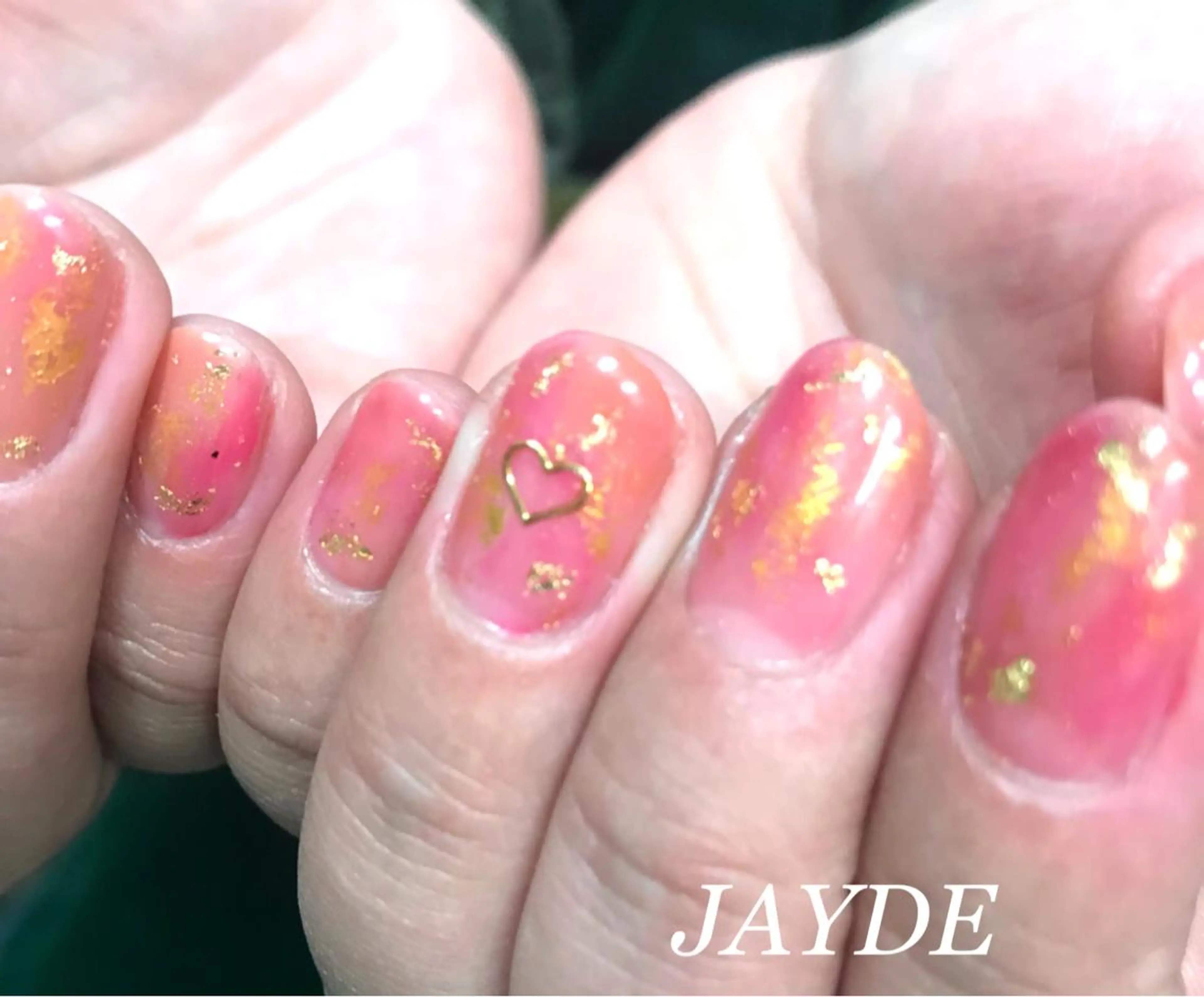 ネイル ハート ニュアンスネイル ピンク 春ネイル JAYDE ジェイドのマツエク・マツパデザイン