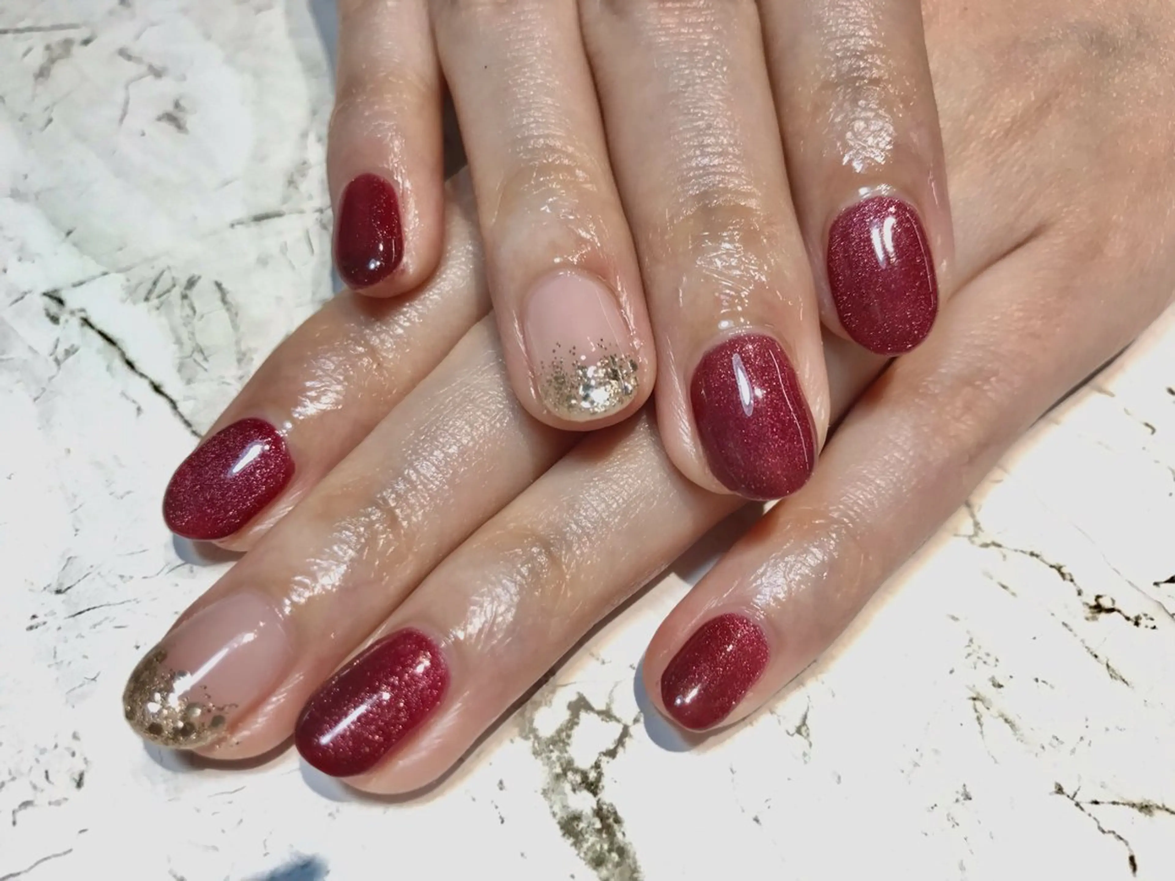 ネイル ボルドー マグネットネイル ハンドネイル ROCCO nailのネイルデザイン