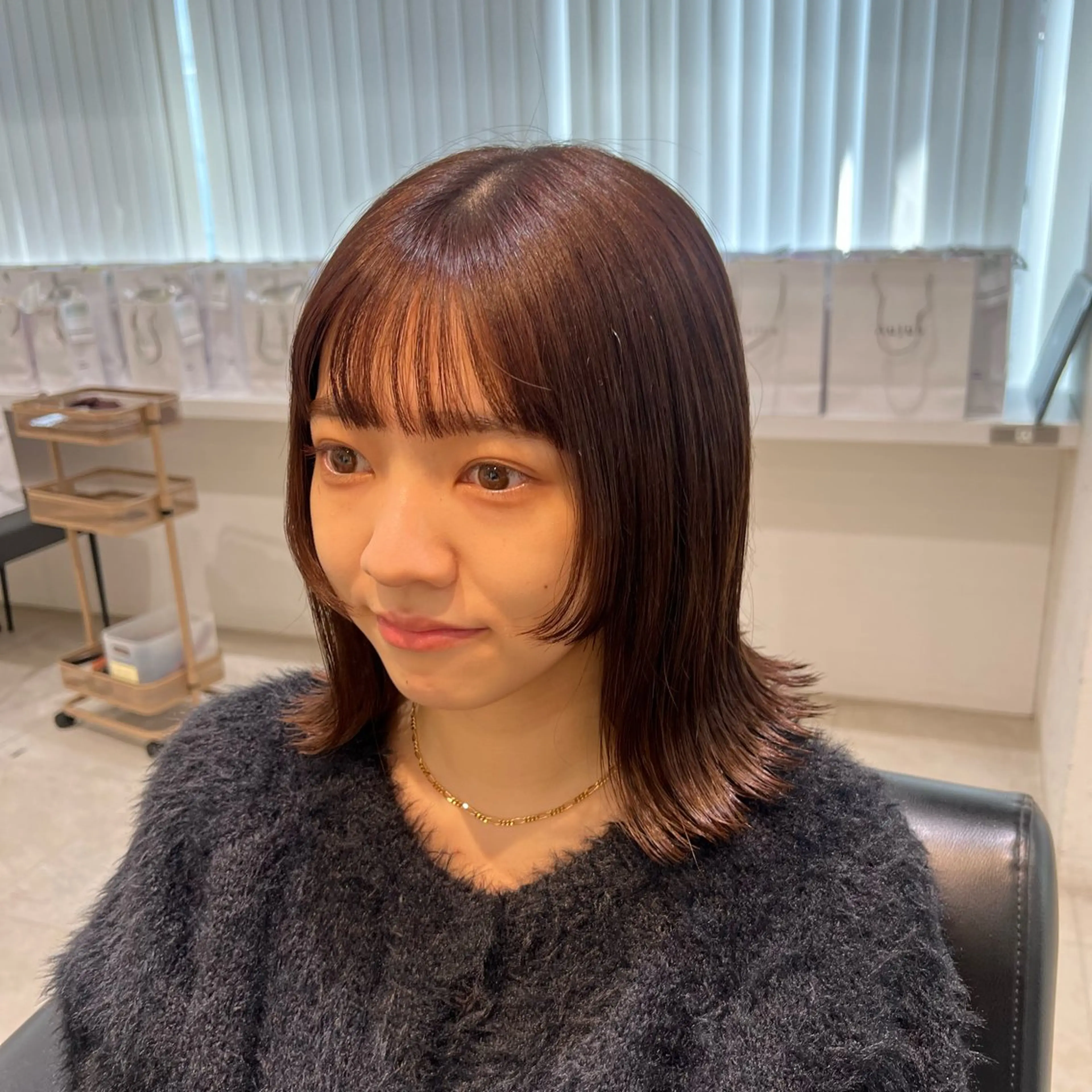 ミディアム カラー 顔まわりレイヤー 顔周りカット レイヤーカット 外ハネヘア SALOWIN川崎WEST店所属・🌷川崎/アレンジ/ 暖色ボブ/コトネ🌷のヘアスタイル