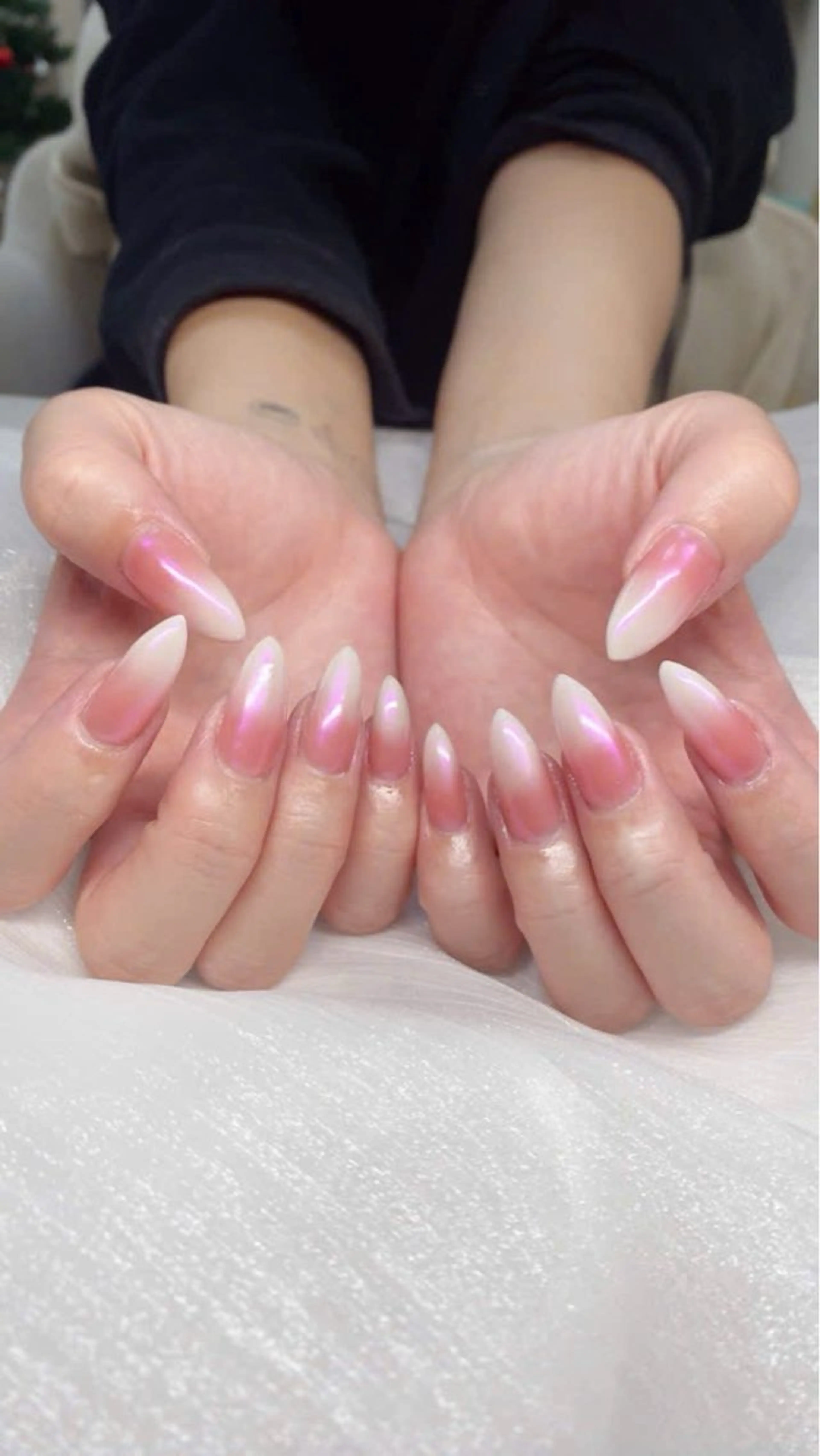 ネイル フレンチネイル グラデーション キラキラネイル 韓国ネイル マグネットネイル ハンドネイル ハンドケア Hara Nail 【パラジェル使用】のネイルデザイン