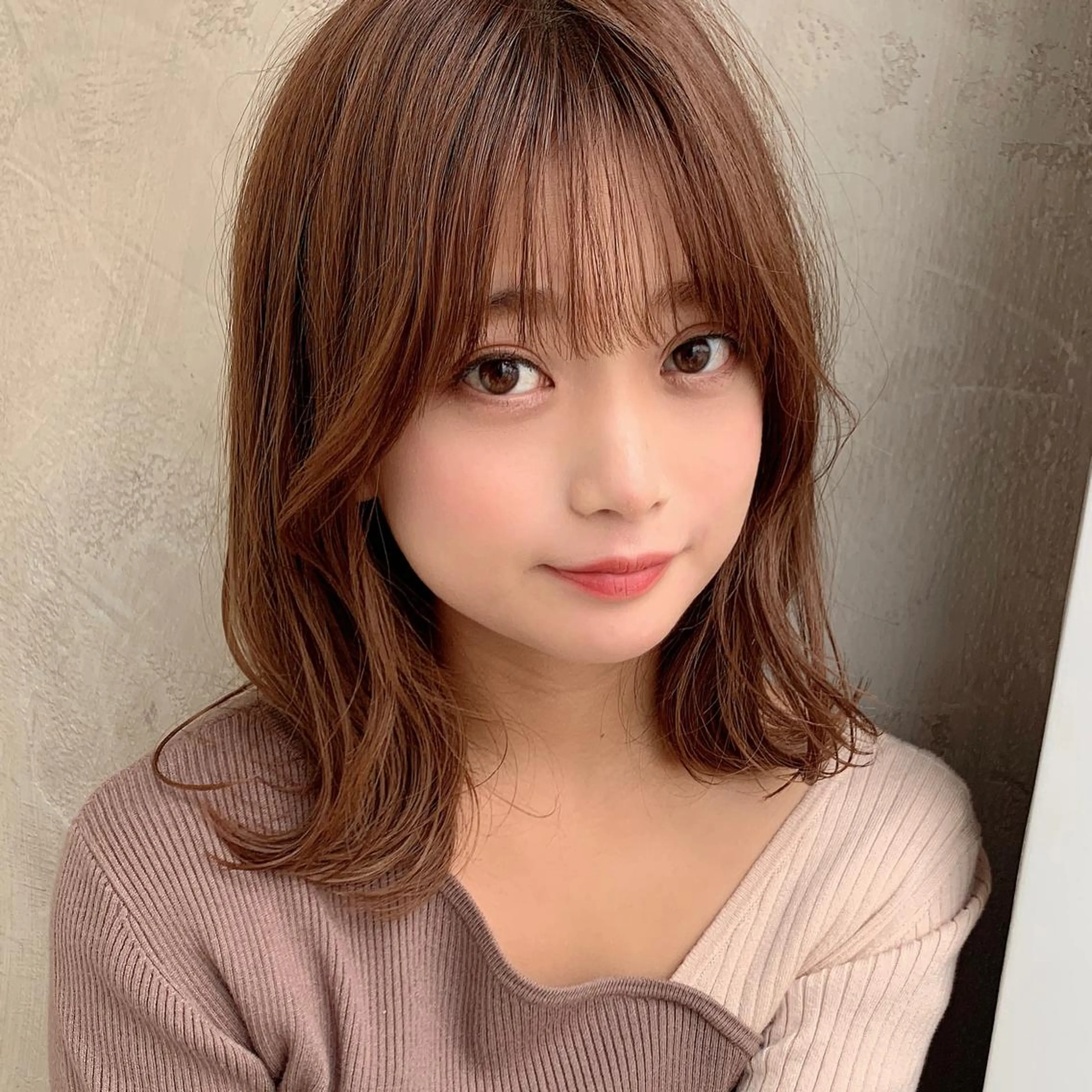 ミディアム カット ヘアカラー トリートメント 🧡くびれヘア/前髪 顔周り🧡久原結衣のヘアスタイル
