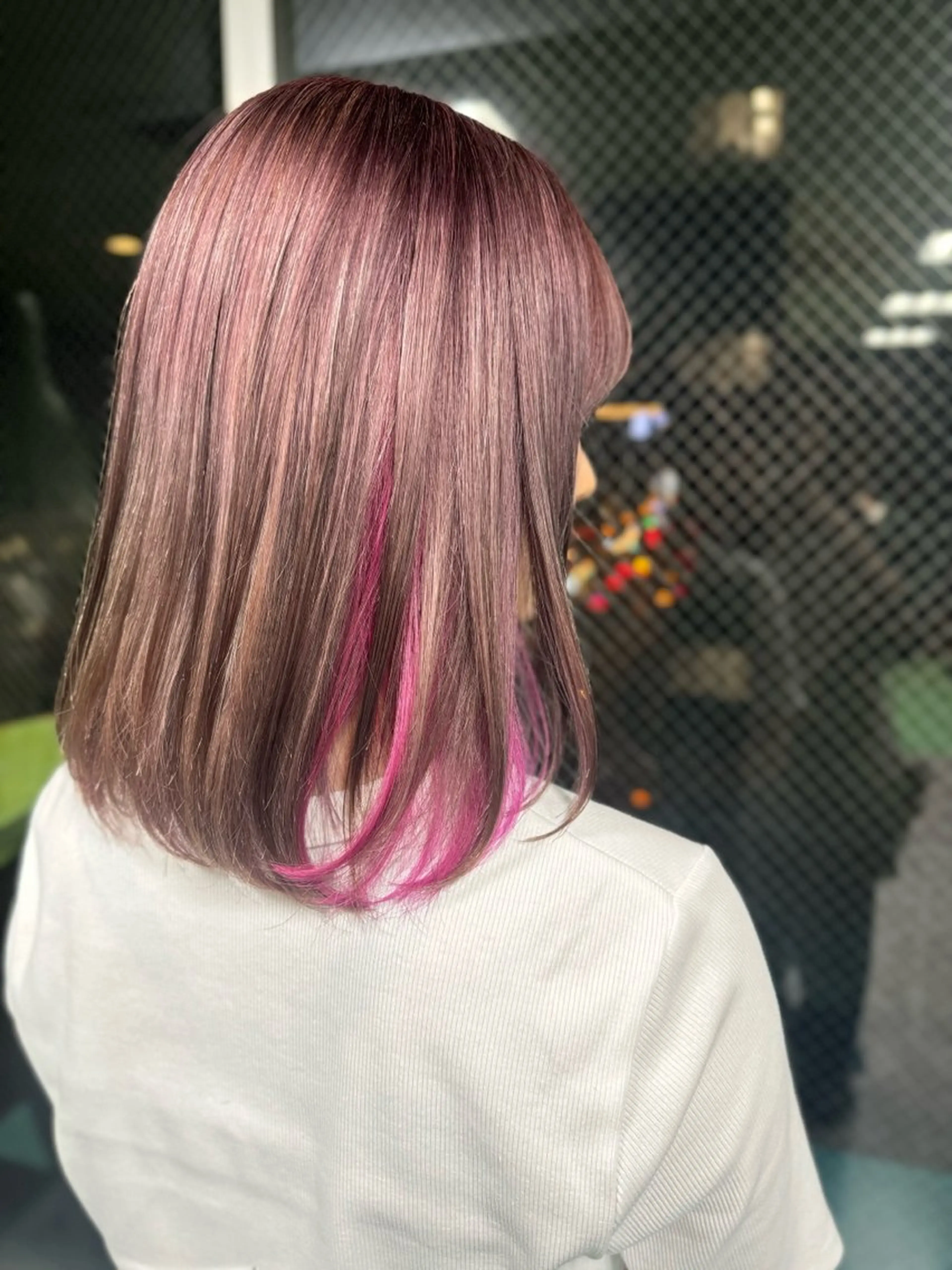 ミディアム カラー ベージュカラー ピンクカラー ピンクベージュ ヘアカラー Viage （ビアージュ）のヘアスタイル