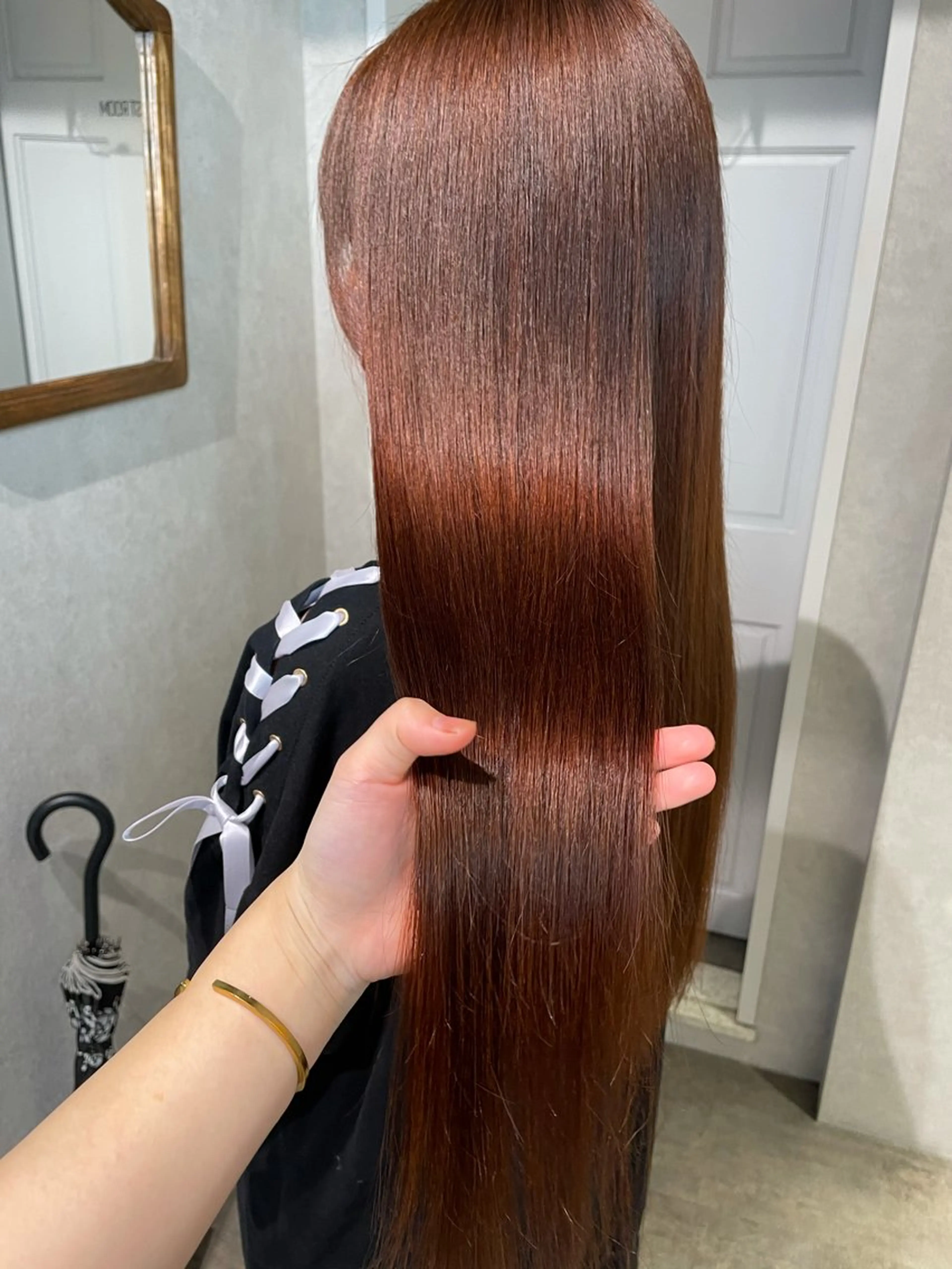 ロング カラー ブラウンカラー オレンジ オレンジブラウン 髪質改善 トリートメント ヘアカラー トリートメント ナチュラル透明感🌱 小山美樹子のヘアスタイル