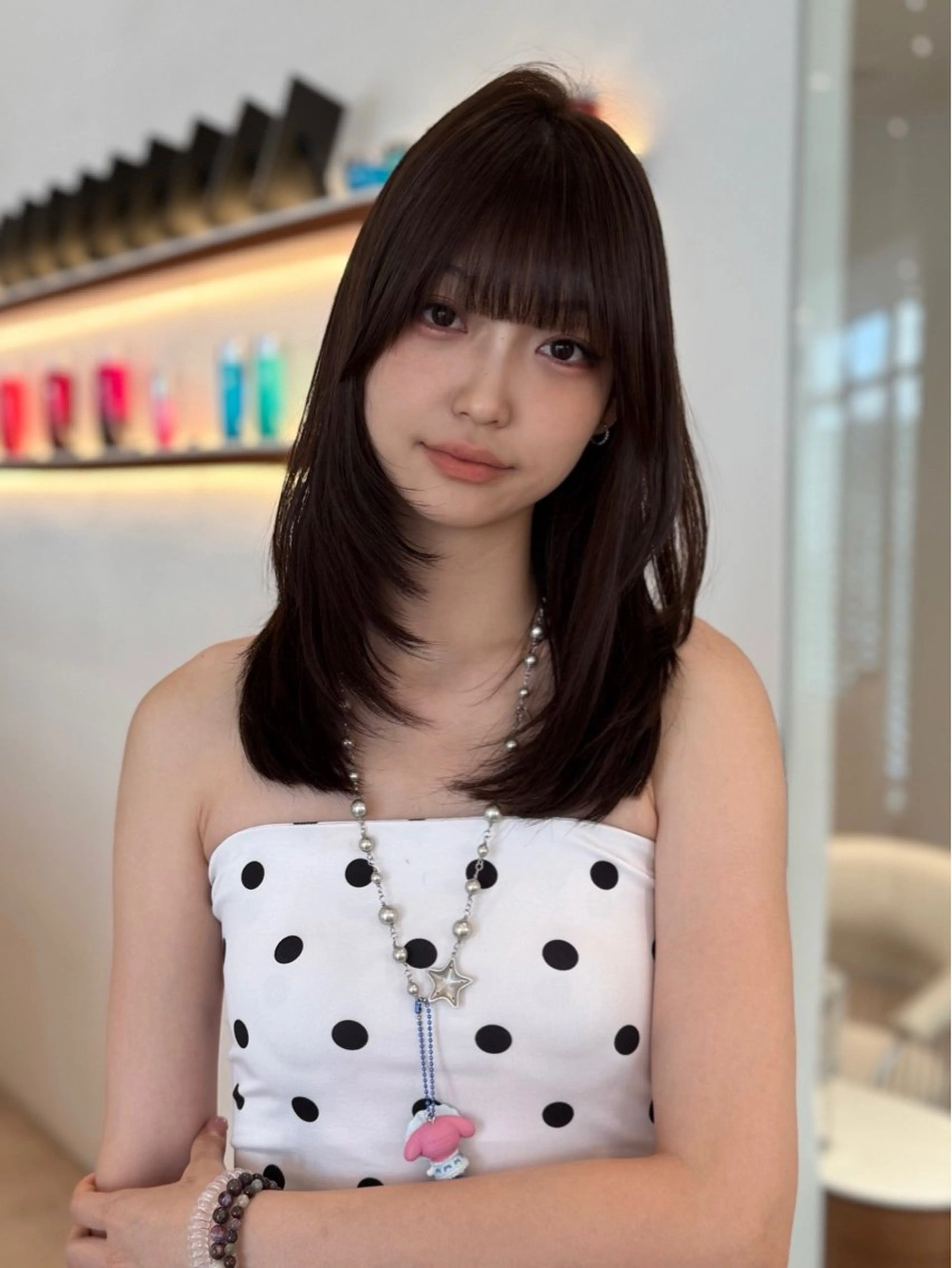 セミロング カラー カット ヘアカラー トリートメント レイヤー/ベージュ カラー/ヒヨリ/渋谷のヘアスタイル