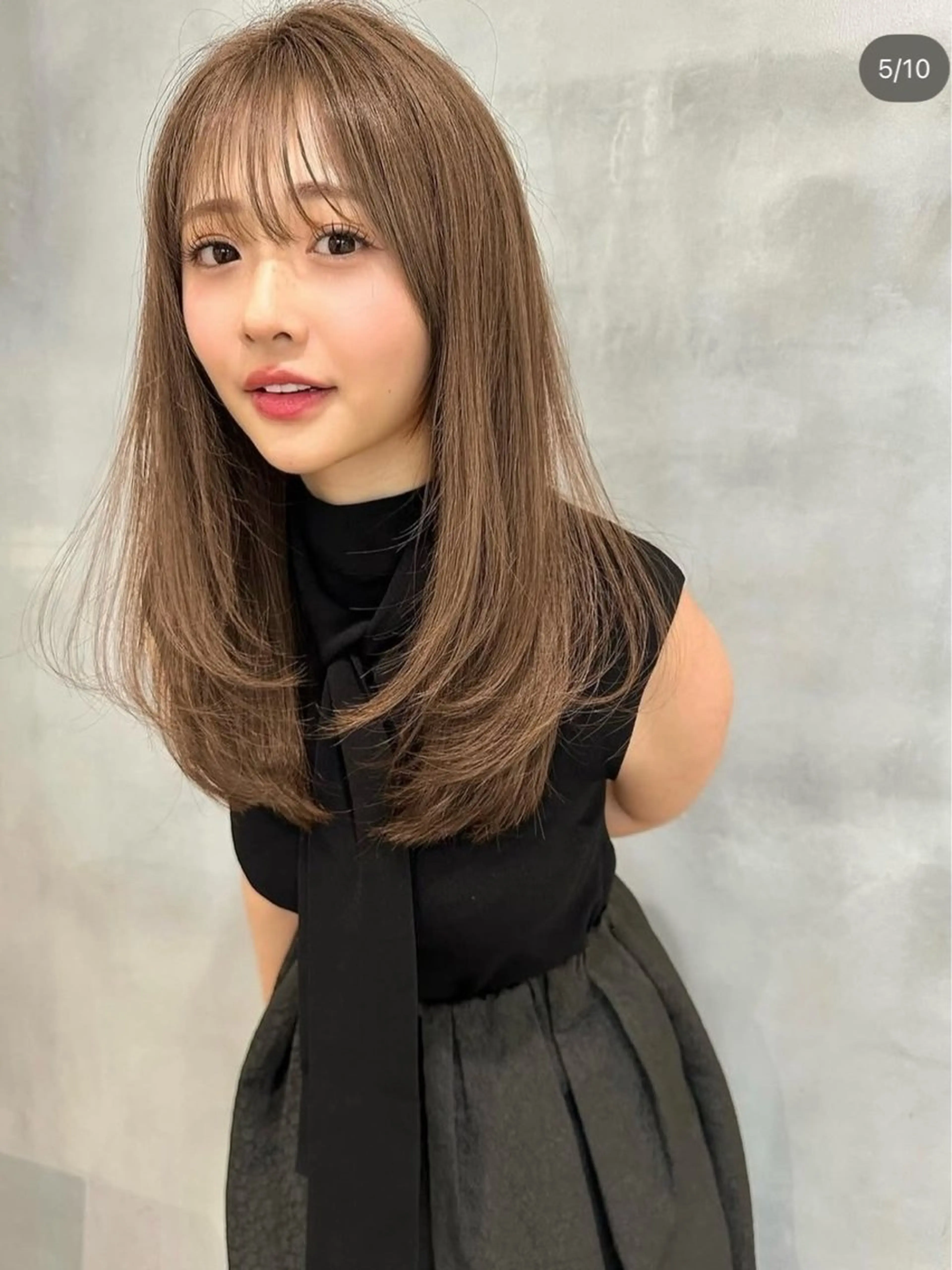 セミロング カラー カット ヘアカラー トリートメント レイヤー/韓国 ハイトーン興津史弥のヘアスタイル