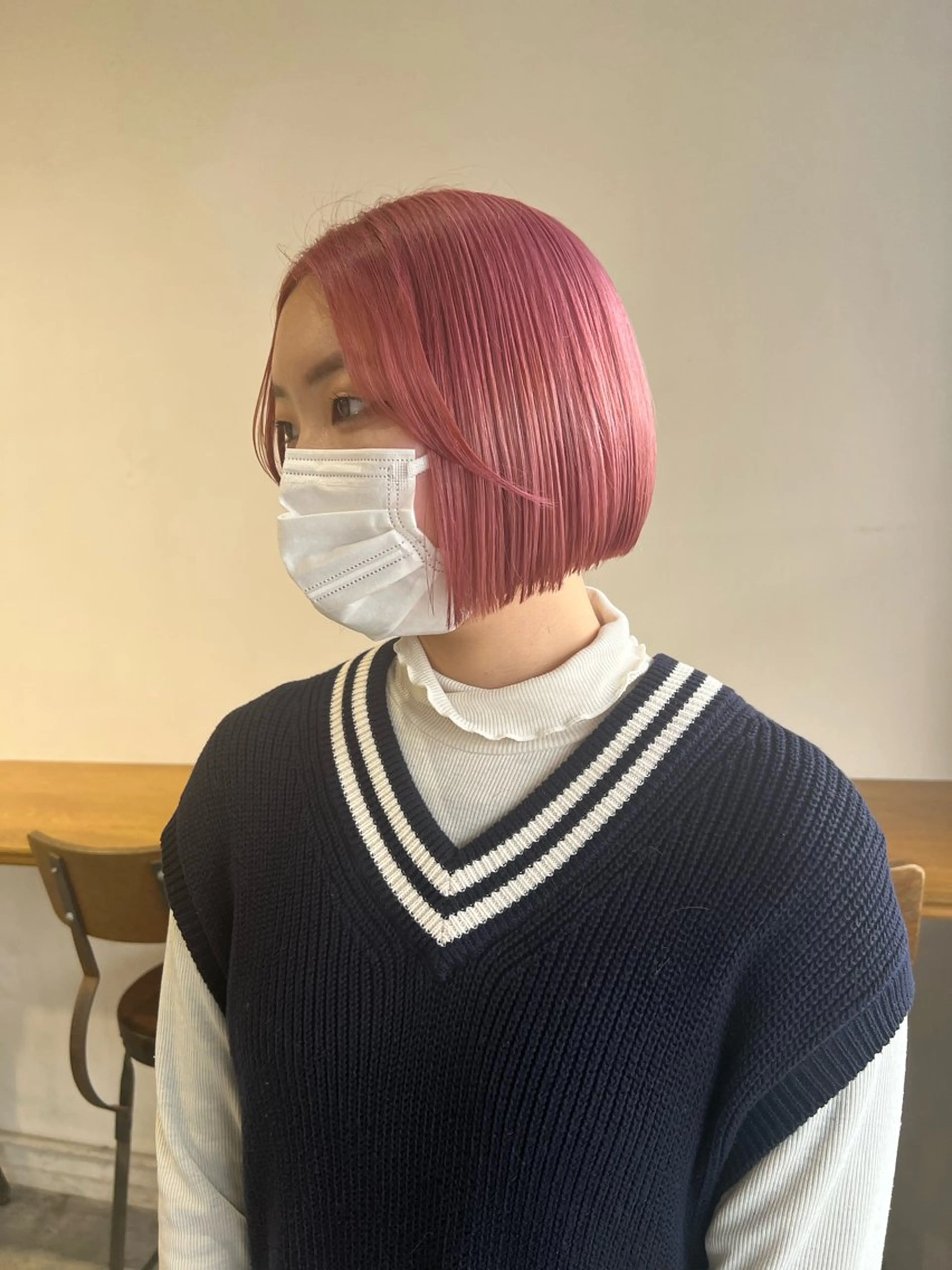 セミロング カラー ヘアアレンジ ピンクカラー ヘアカラー トリートメント ヘアセット 金子 廉のヘアスタイル