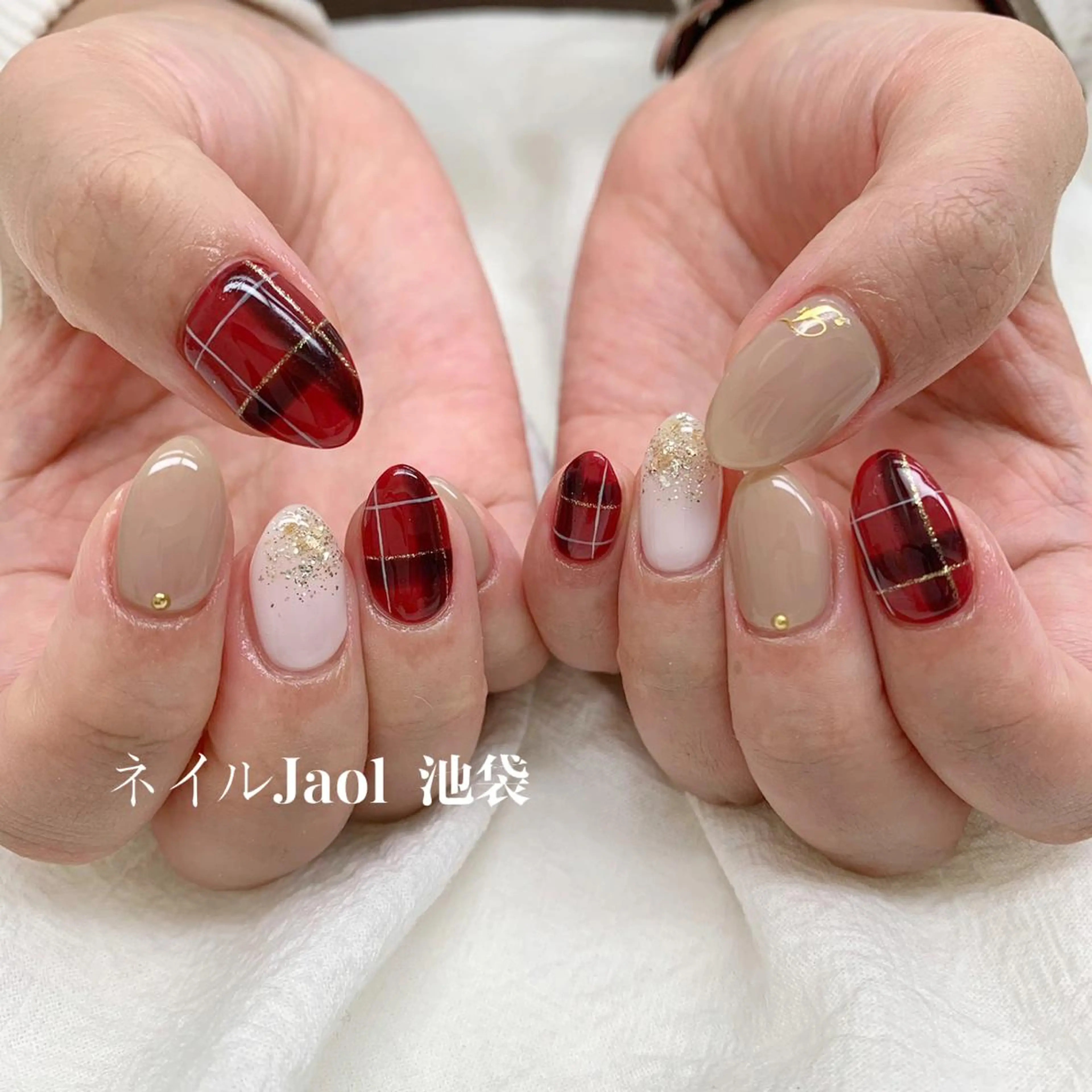 セミロング クリスマス ハンドネイル nail jaol池袋店所属・ネイルJaol 池袋のネイルデザイン