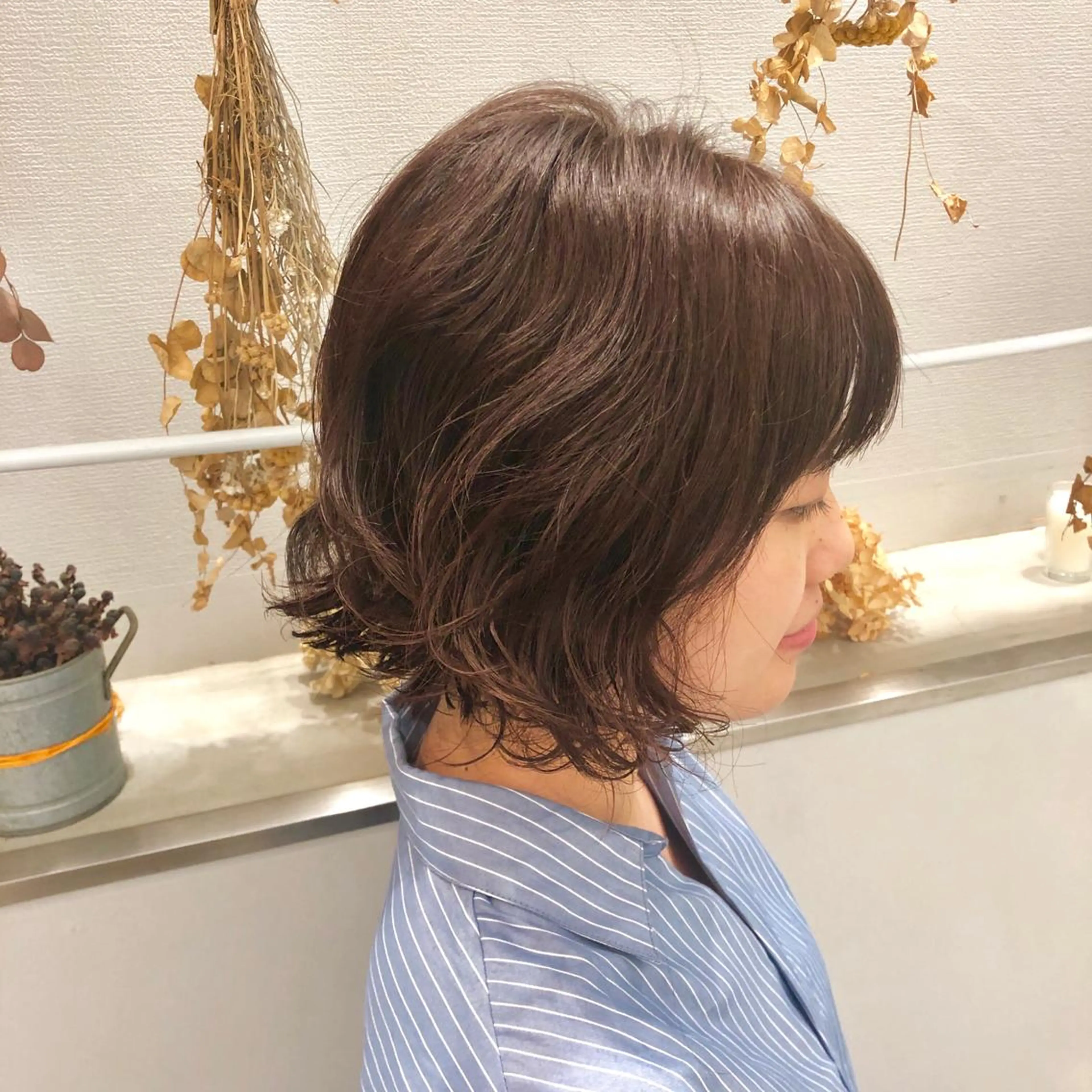 ショート カラー パーマ ボブ ニュアンスパーマ カット パーマ 柏木 彩花のヘアスタイル