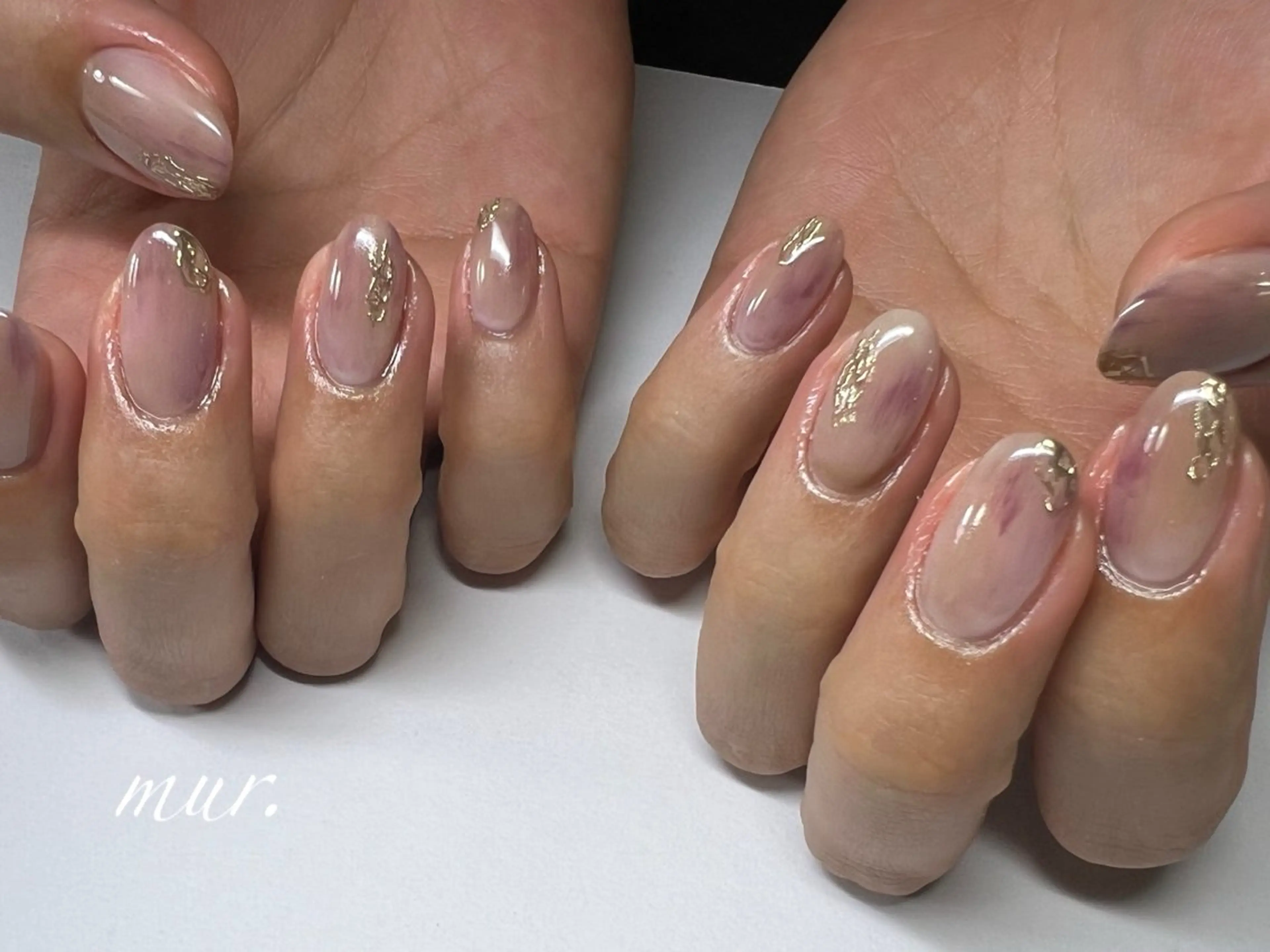 ネイル ジェルネイル 韓国ネイル ニュアンスネイル オフィスネイル パープル nailsalon mur.のネイルデザイン