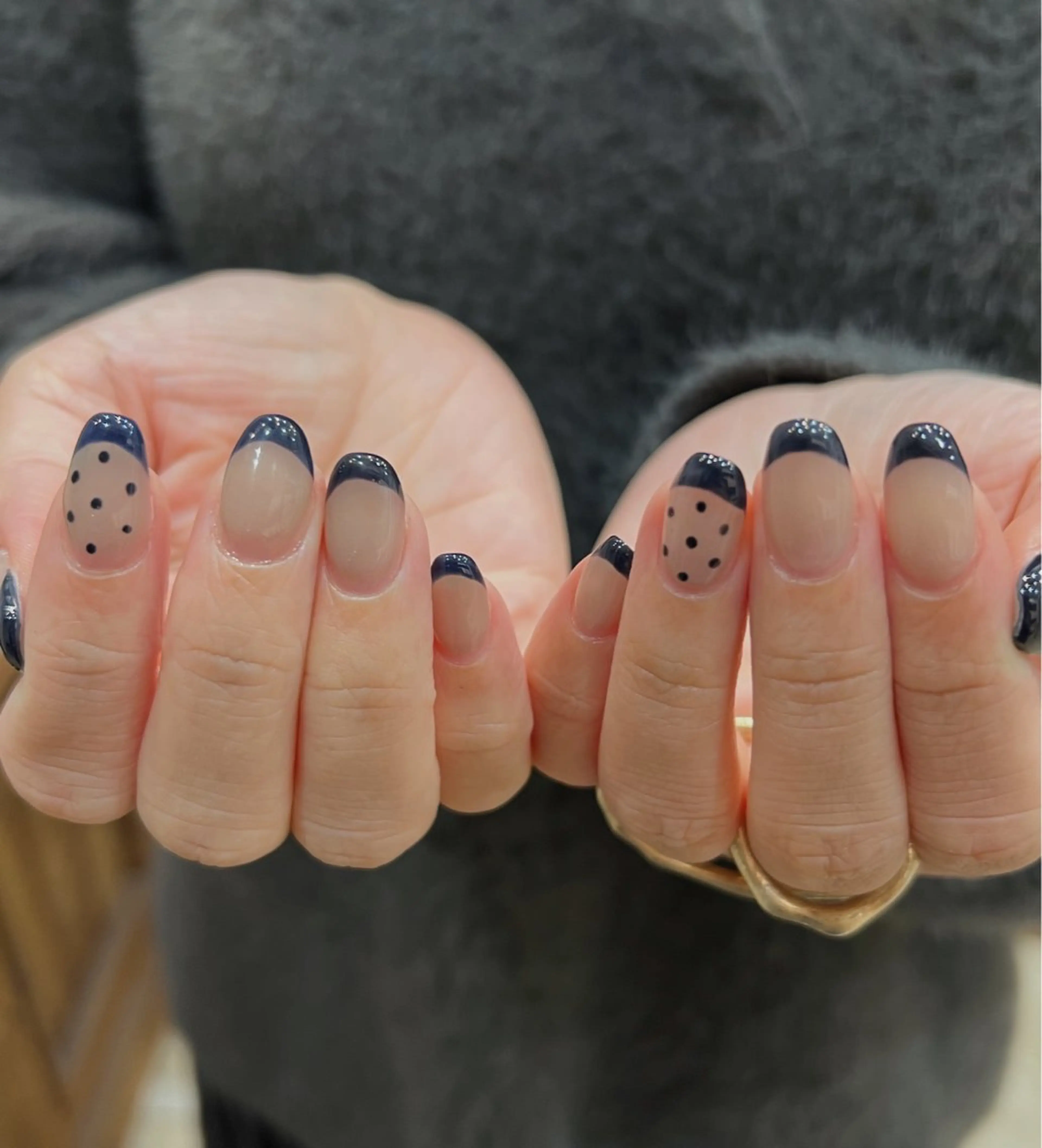 ネイル アートネイル フレンチネイル ネイビー ハンドネイル LAKATOCCA ..hidemiのヘアスタイル