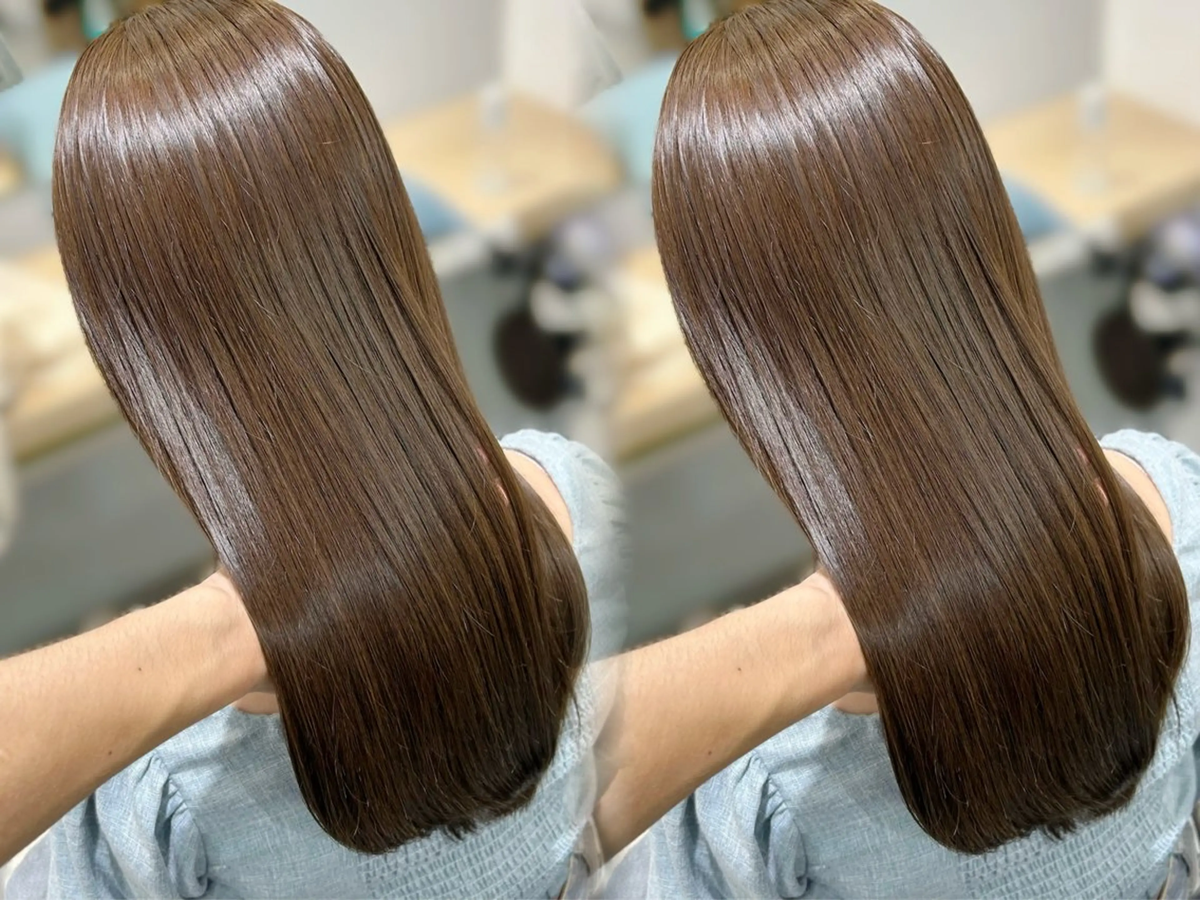 ロング カット 縮毛矯正 結べるくびれボブ/透 明感カラーtaigaのヘアスタイル