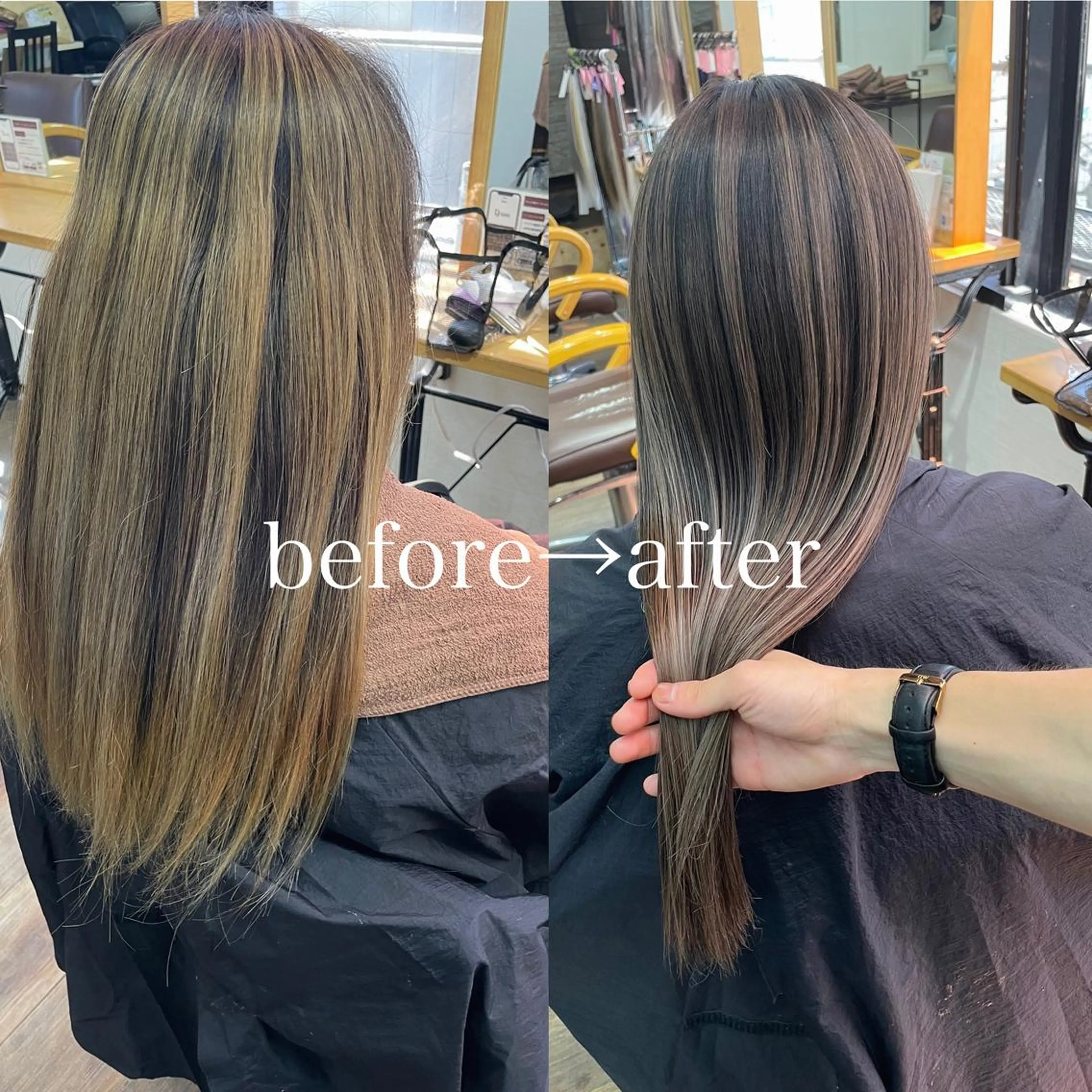 ミディアム カラー ヒカ/外国人風 デザインカラーのヘアスタイル