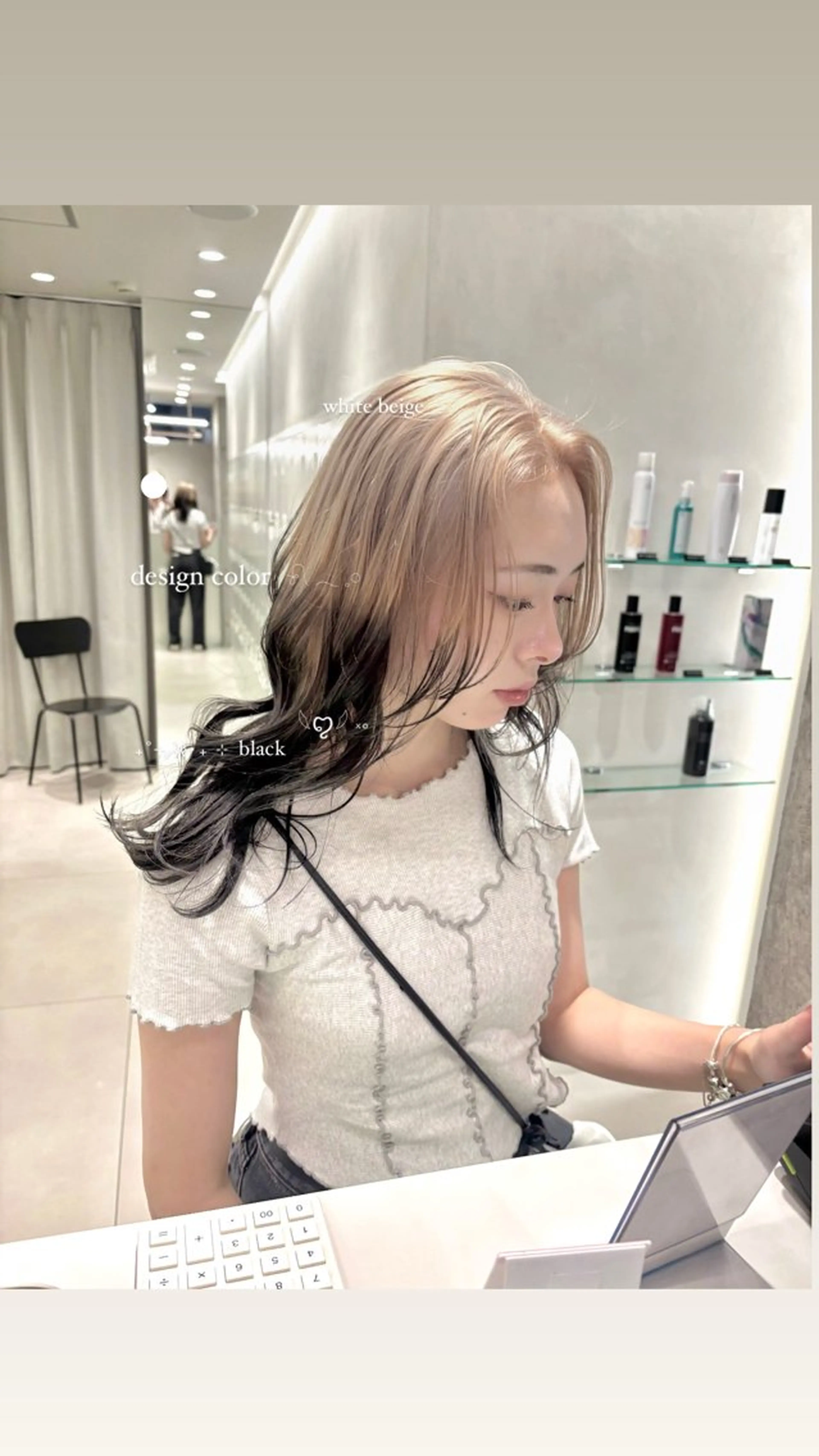 セミロング カラー デザインカラー ヘアカラー トリートメント ヘッドスパ ヘアセット ブリーチカラー/似合 せ🎀amika🎀のヘアスタイル