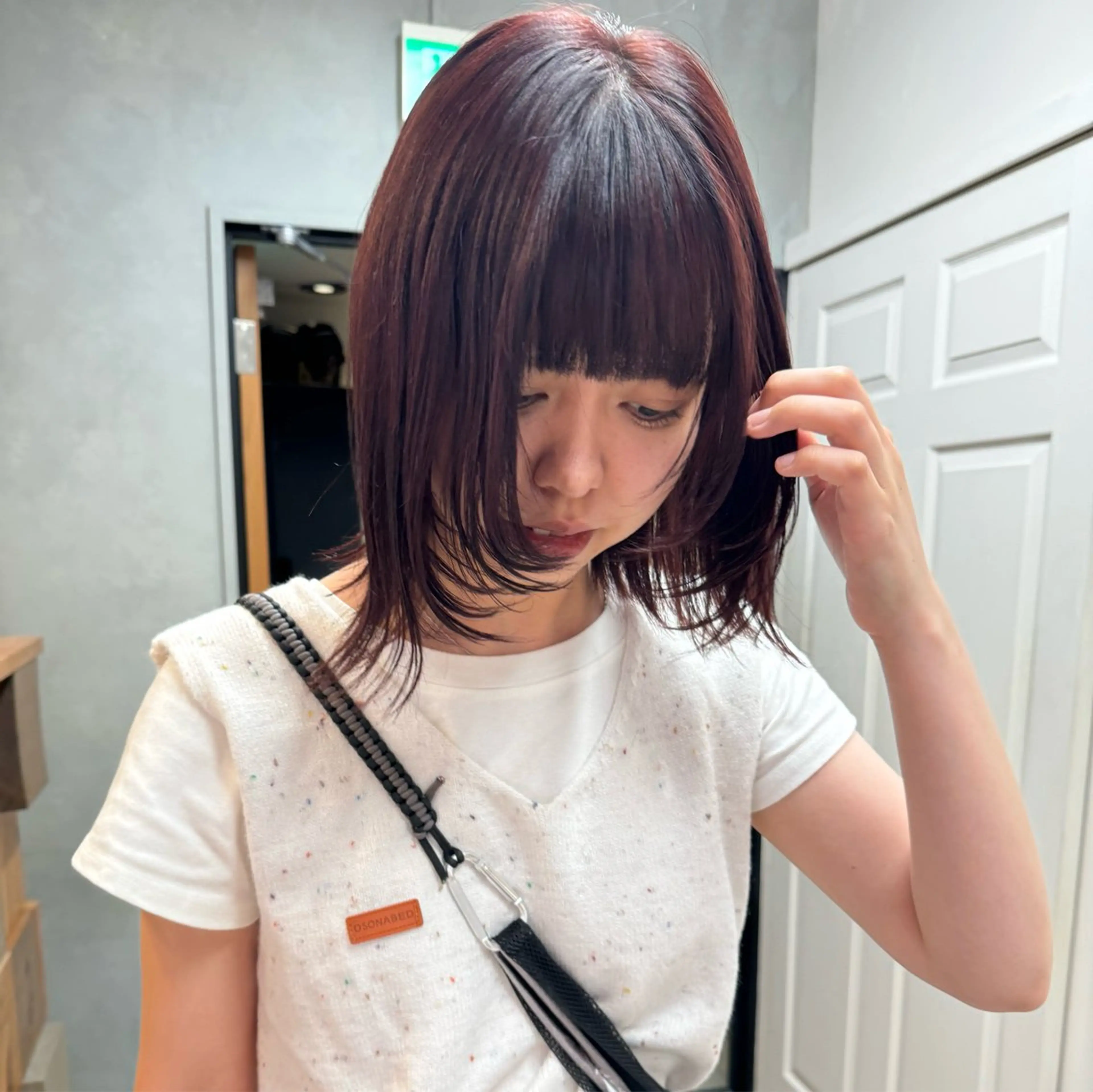 カラー ブリーチ ボルドーカラー ヘアカラー ショート/ボブ 透明感カラー☆akoのヘアスタイル