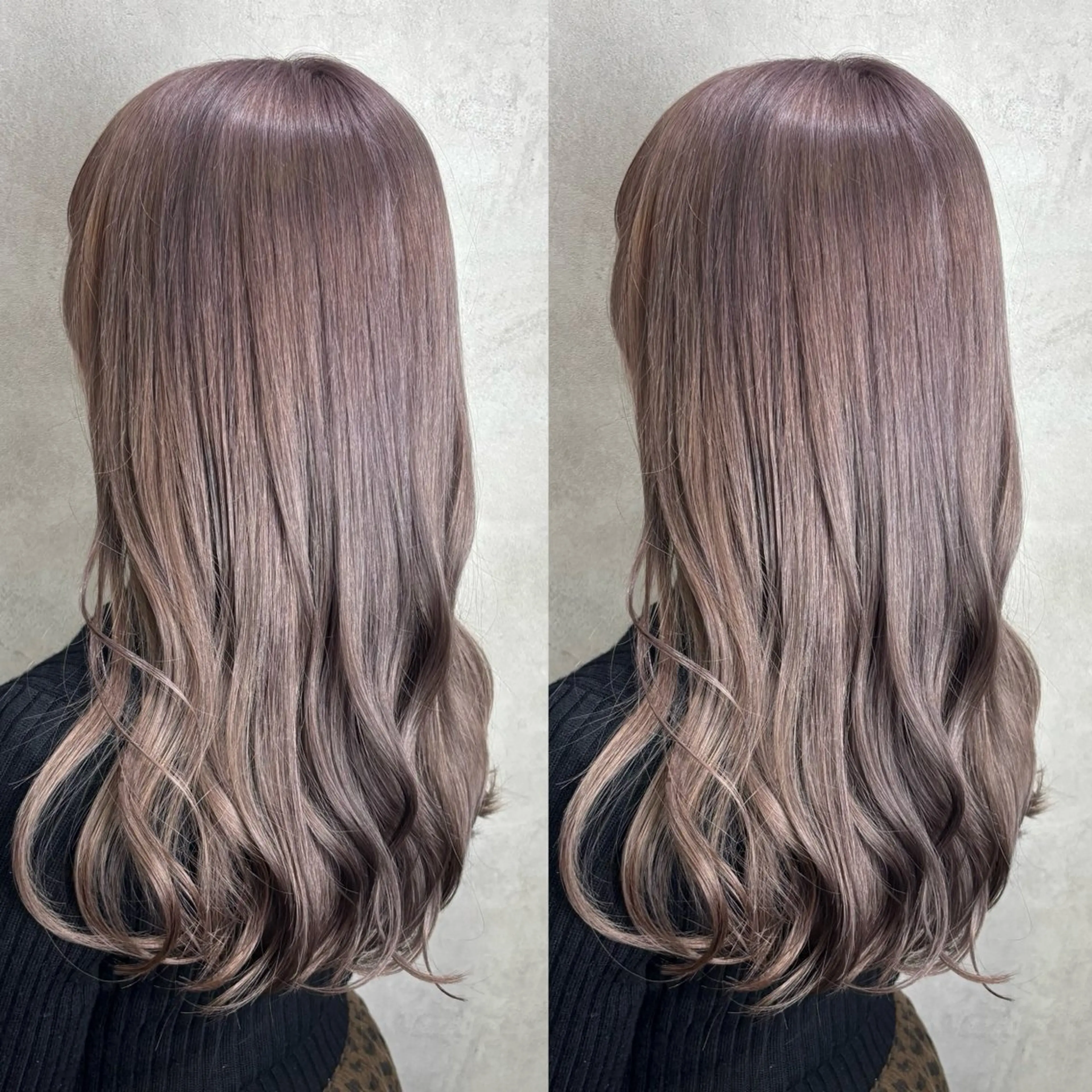 セミロング カラー ベージュカラー ブリーチ ラベンダーカラー ラベンダーベージュ ヘアカラー 💎色落ち綺麗に白肌 ラベンダー💎りんのヘアスタイル