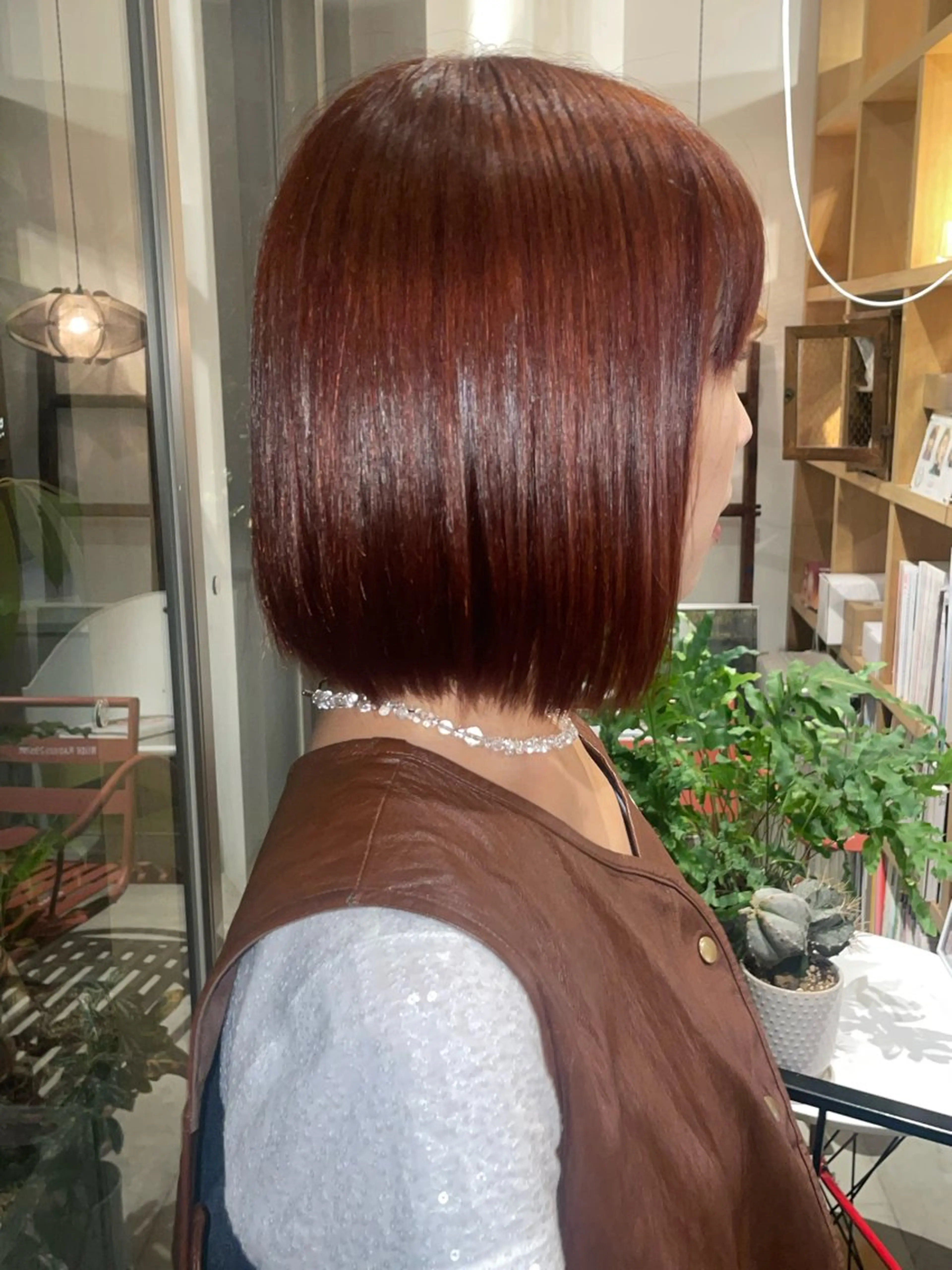 カラー ブラウンカラー レッドカラー 兼西 菜摘のヘアスタイル
