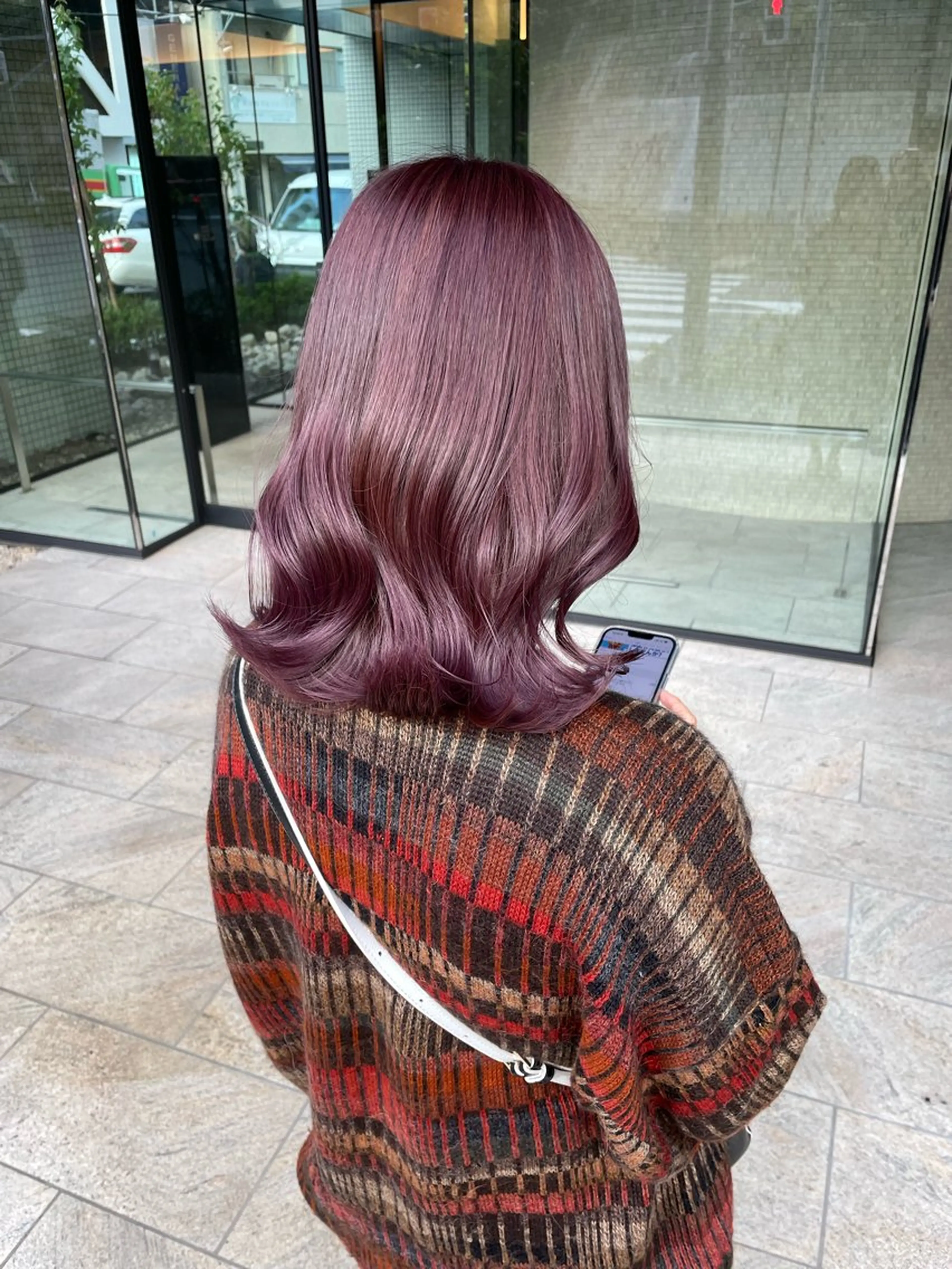 ミディアム カラー ヘアカラー 半野 萌笑のヘアスタイル