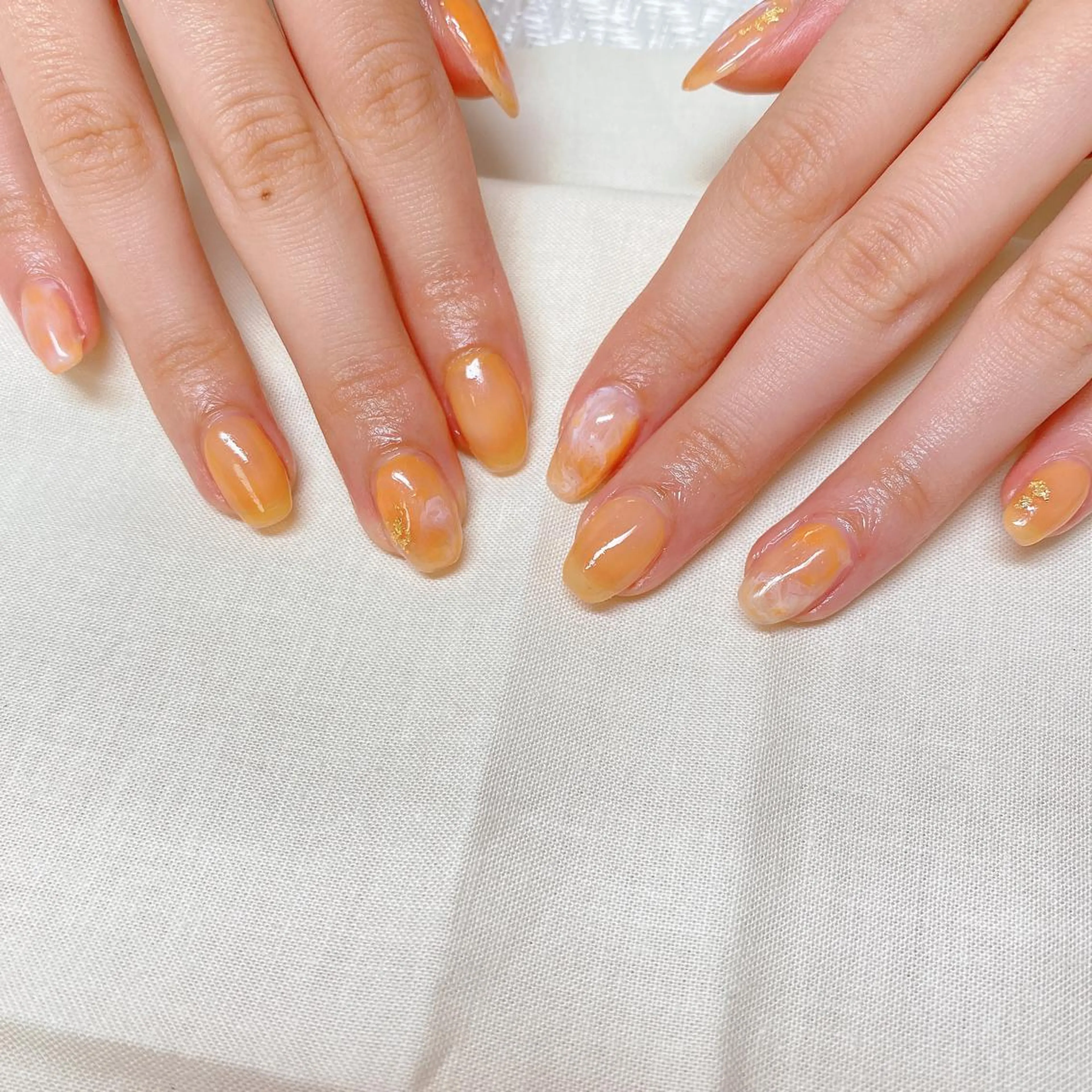 ネイル ニュアンスネイル オレンジ 【育児休暇中】今中 沙季のネイルデザイン