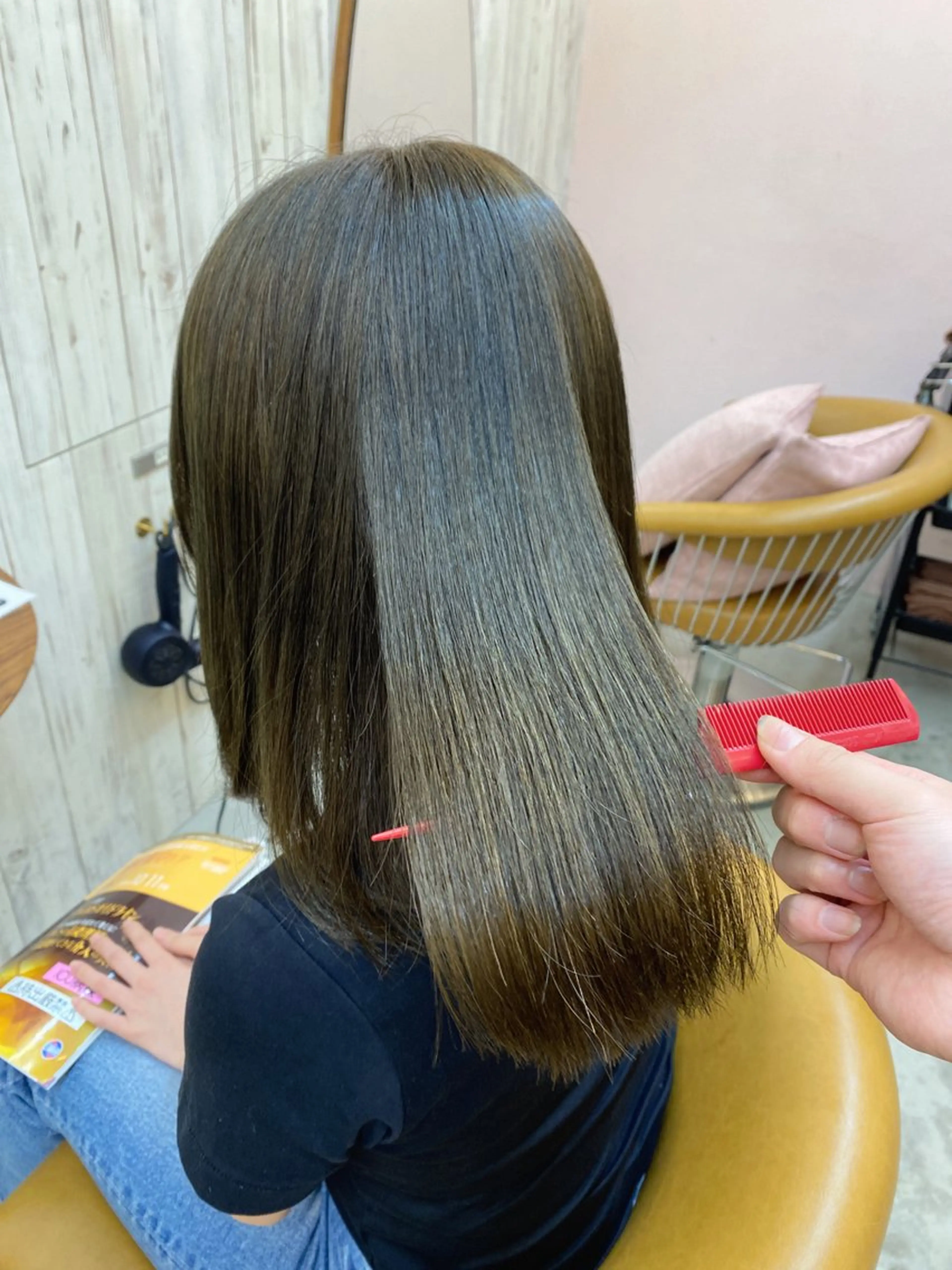 ロング カラー ボブ縮毛矯正 韓国レイヤーRINAのヘアスタイル