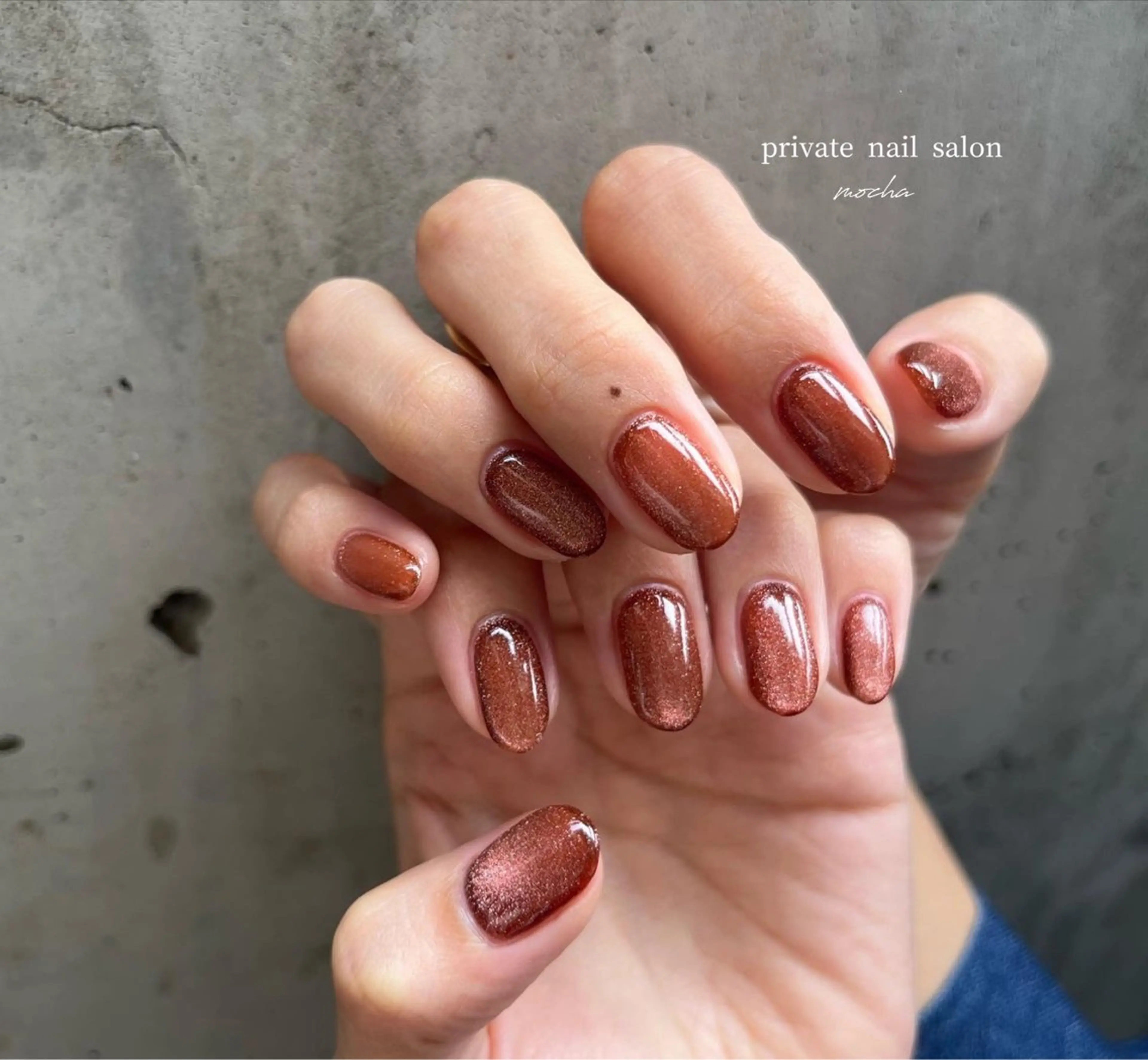 ネイル カジュアル チークネイル フレンチネイル ジェルネイル マグネットネイル ハンドネイル mocha nailのネイルデザイン