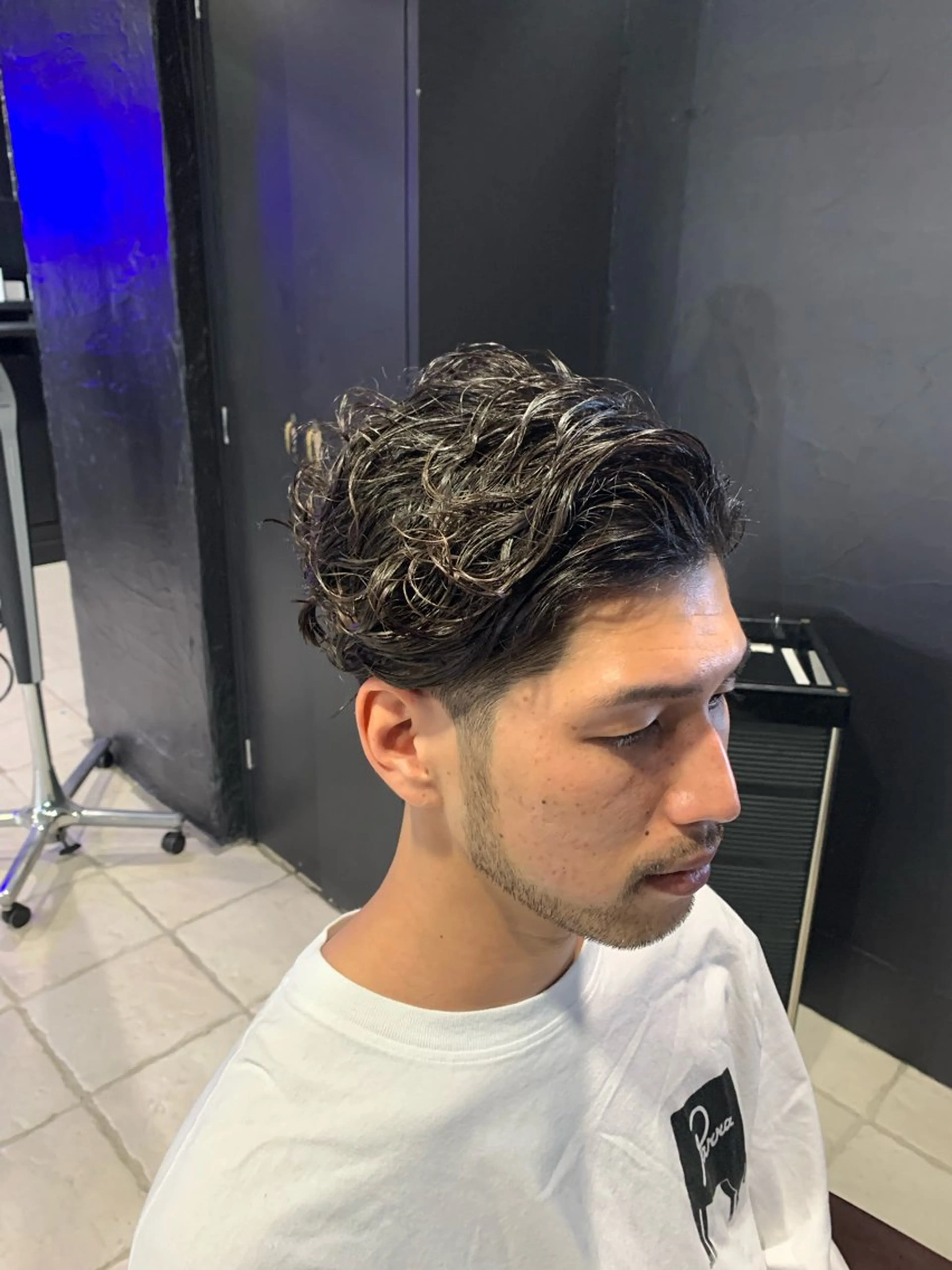 ミディアム メンズ カット パーマ ヘアセット メンズパーマ/難波/ 心斎橋　室園亮佑のヘアスタイル