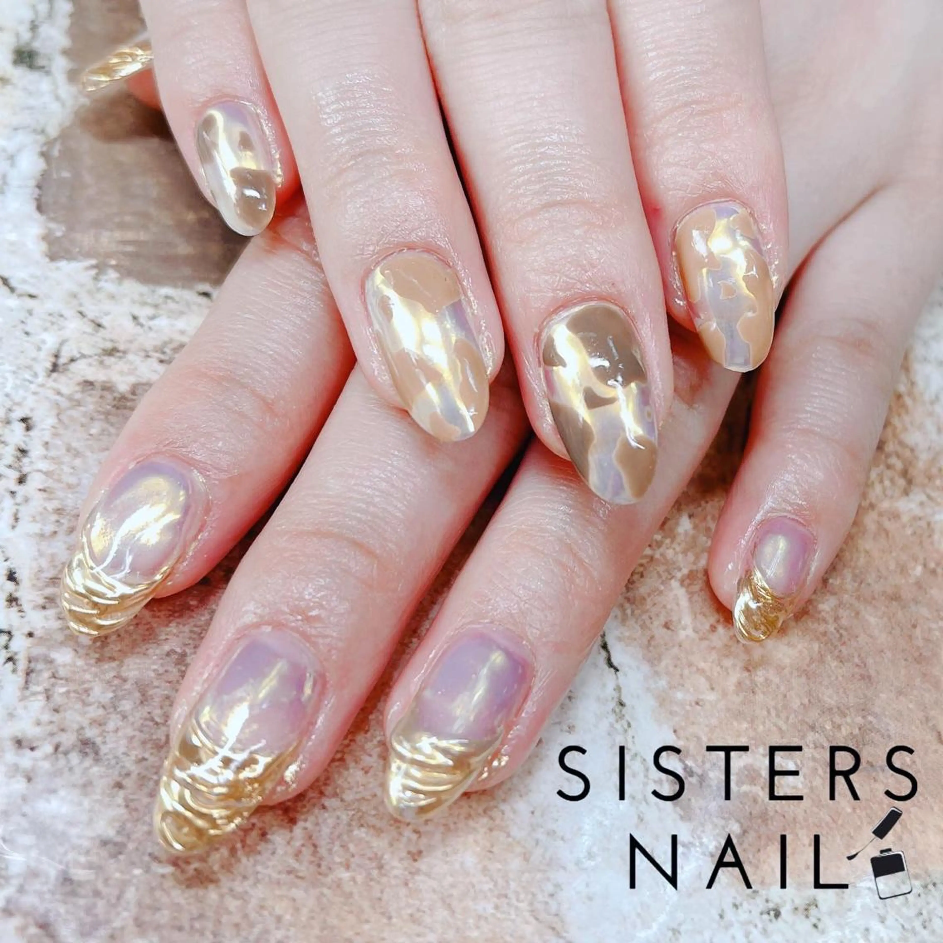 ネイル アートネイル オーロラネイル フレンチネイル ミラーネイル ニュアンスネイル sisters nail.fのネイルデザイン