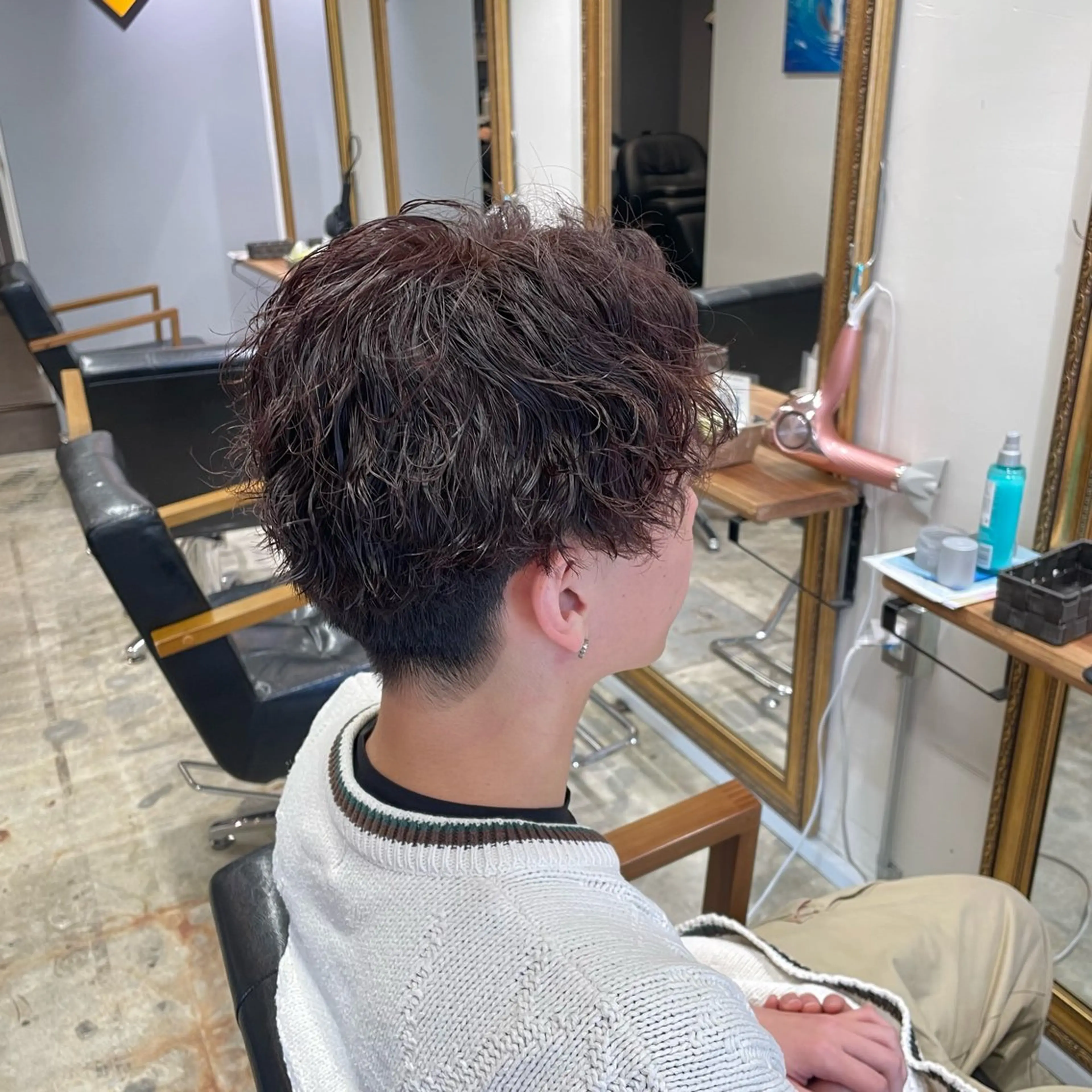 パーマ メンズ 飯島朋香 オリーブベージュ🌿のヘアスタイル