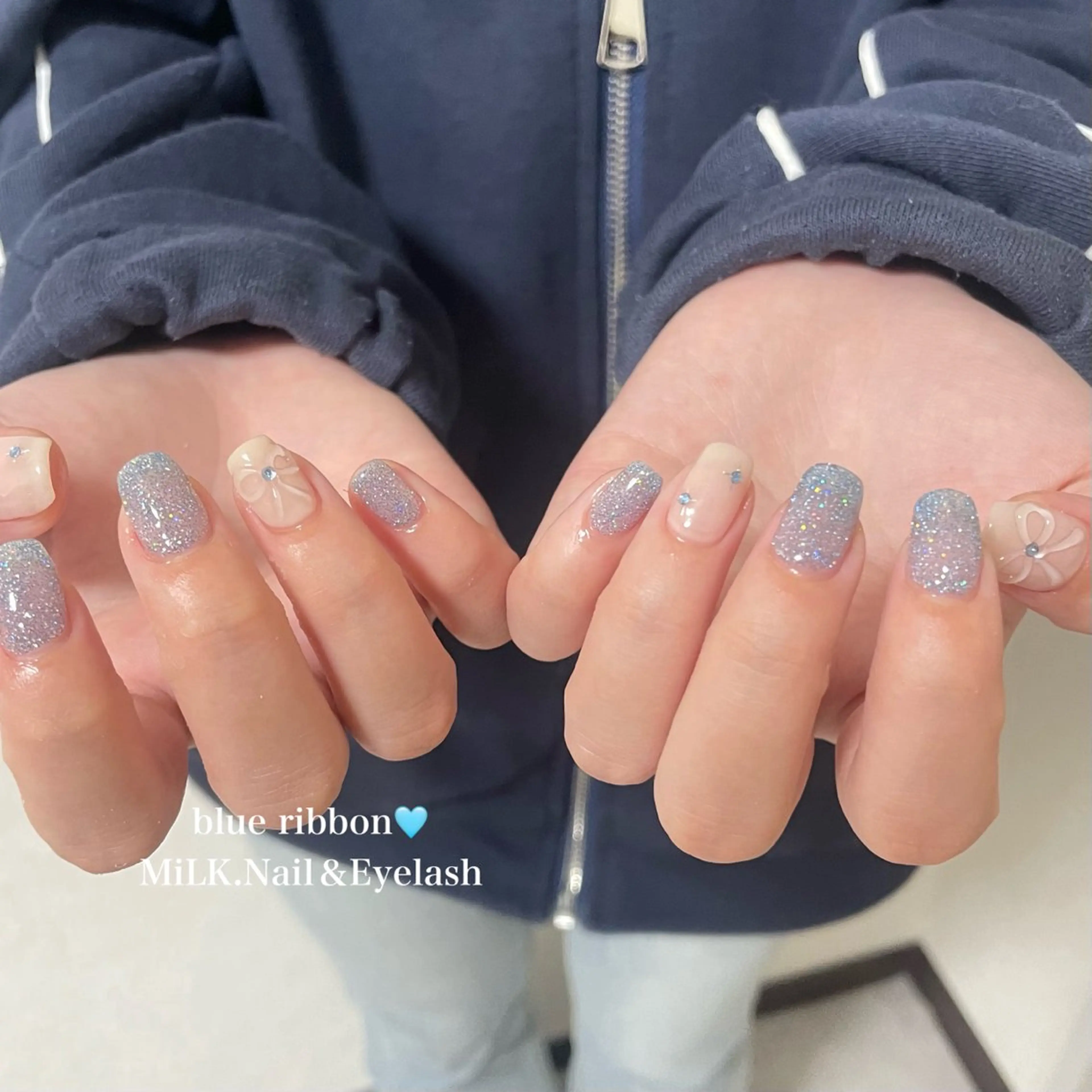 ネイル フラッシュネイル リボン ハンドネイル MiLK. Nail&Eyelash所属・MiLK. wakaのマツエク・マツパデザイン