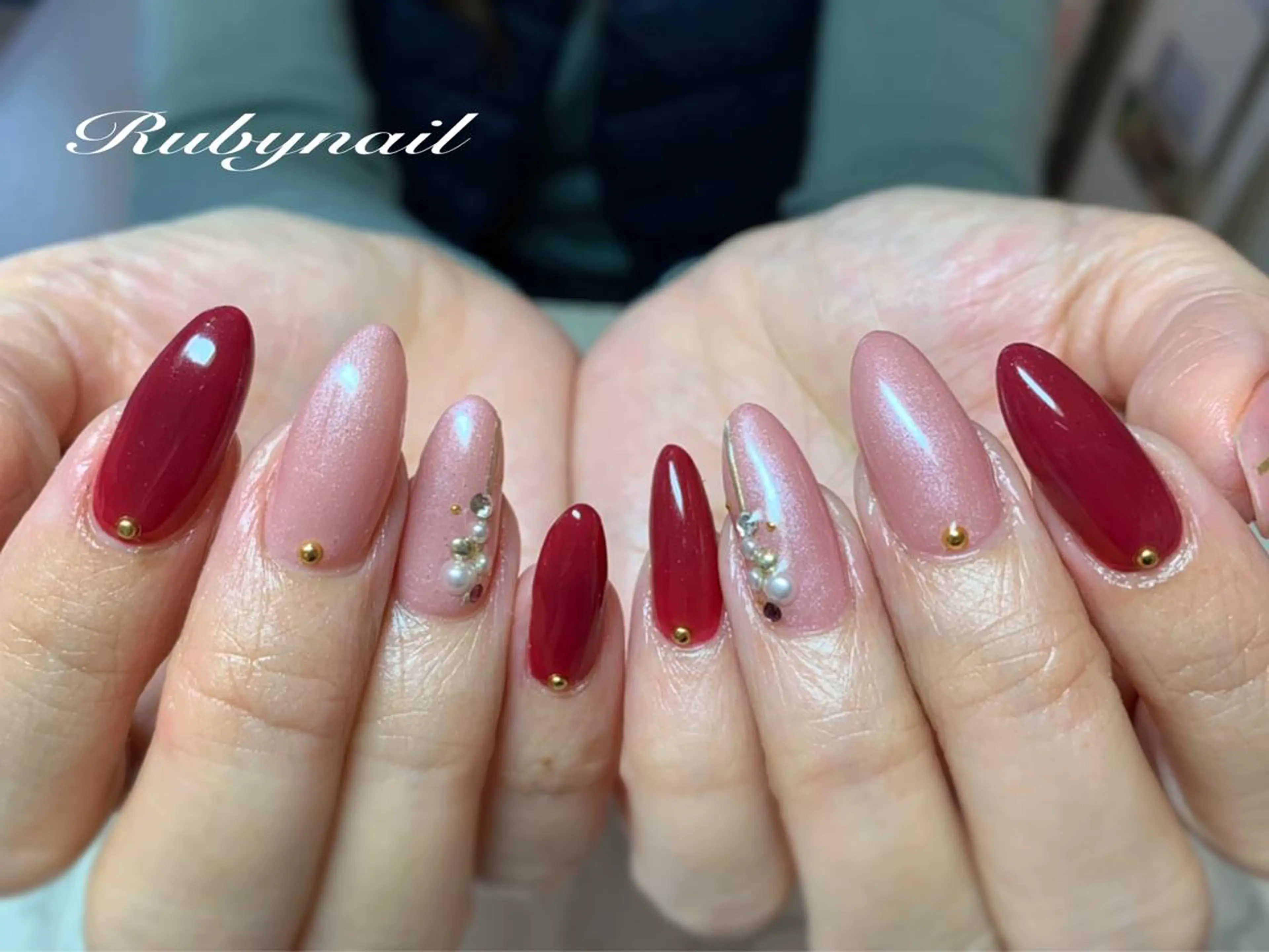 ネイル ピンク 赤色 Rubynail所属・プライベートサロン Rubynailのネイルデザイン
