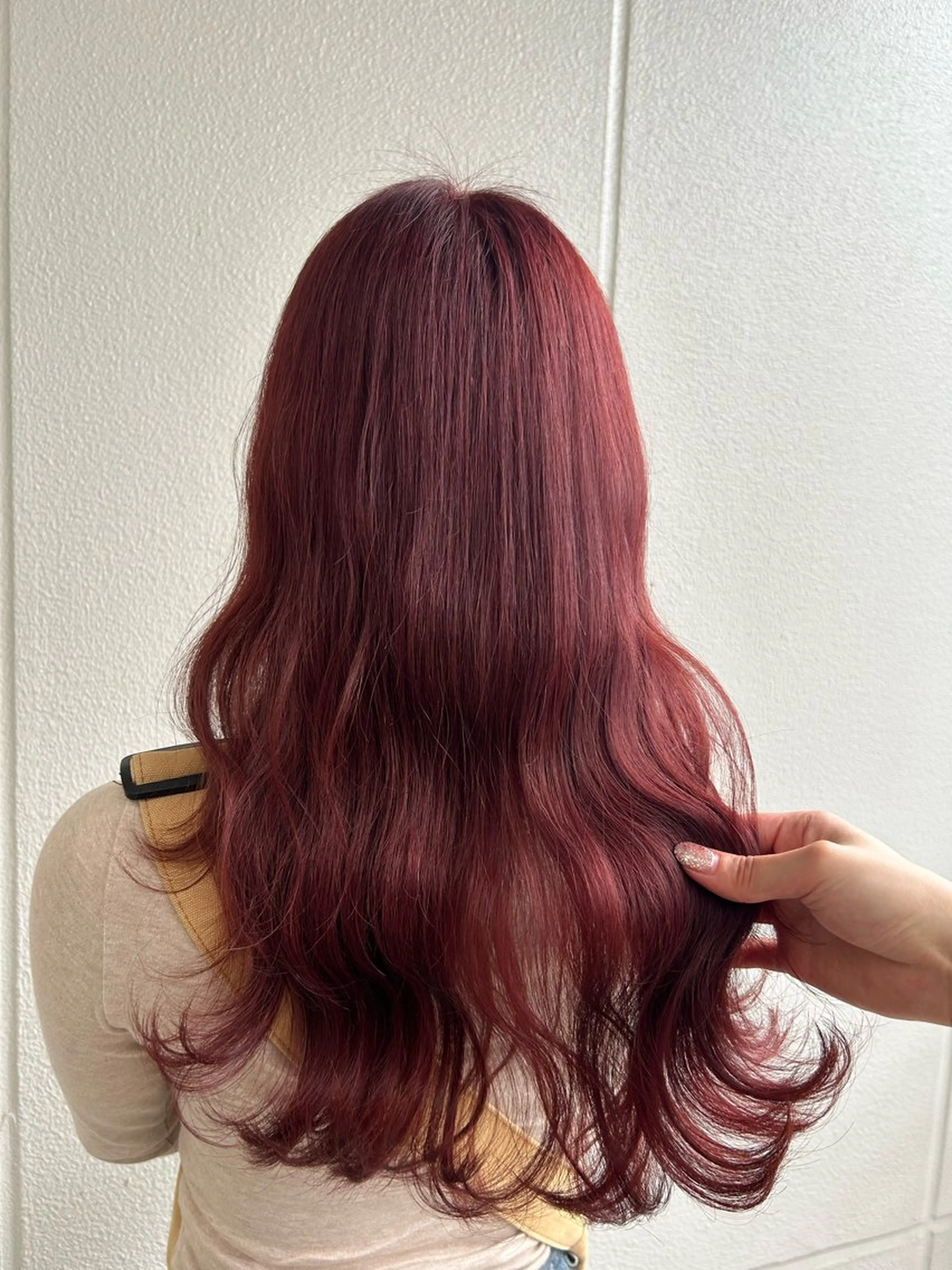 セミロング カラー ヘアアレンジ ピンクカラー レッドカラー 《暖色/韓国レイヤー 》🇰🇷桑原ユキネのヘアスタイル