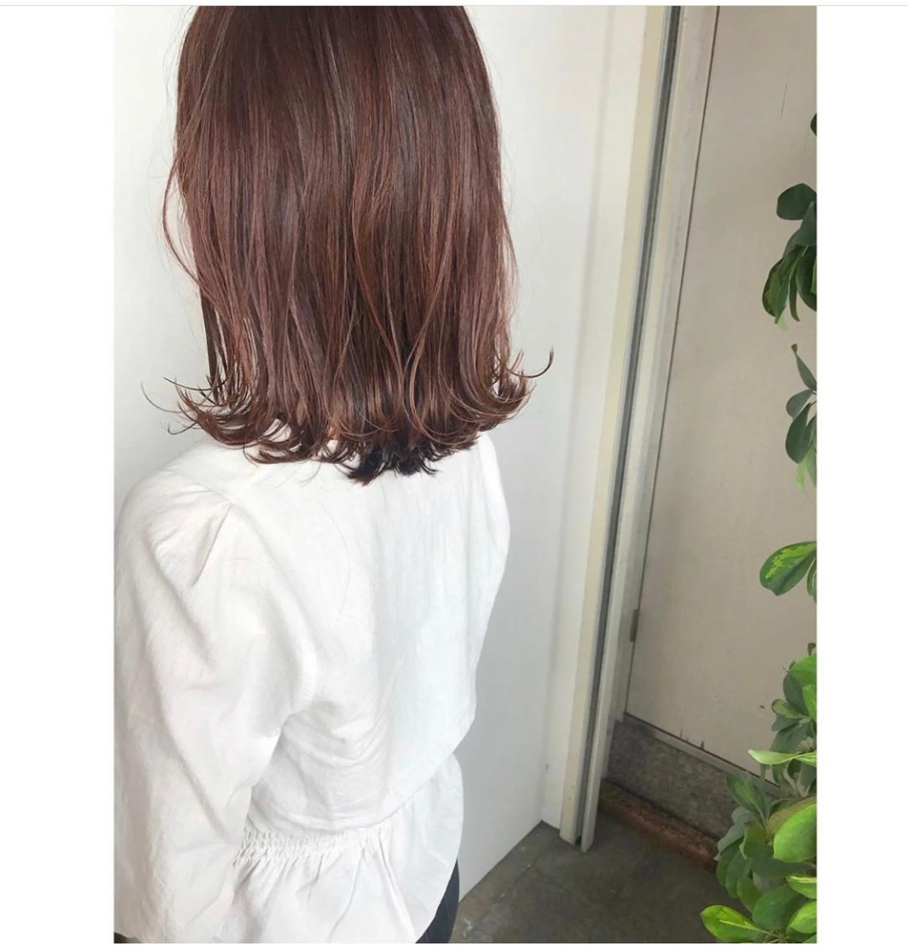 ミディアム カラー ブラウンカラー ピンクカラー ピンクブラウン 船津 佳奈美のヘアスタイル