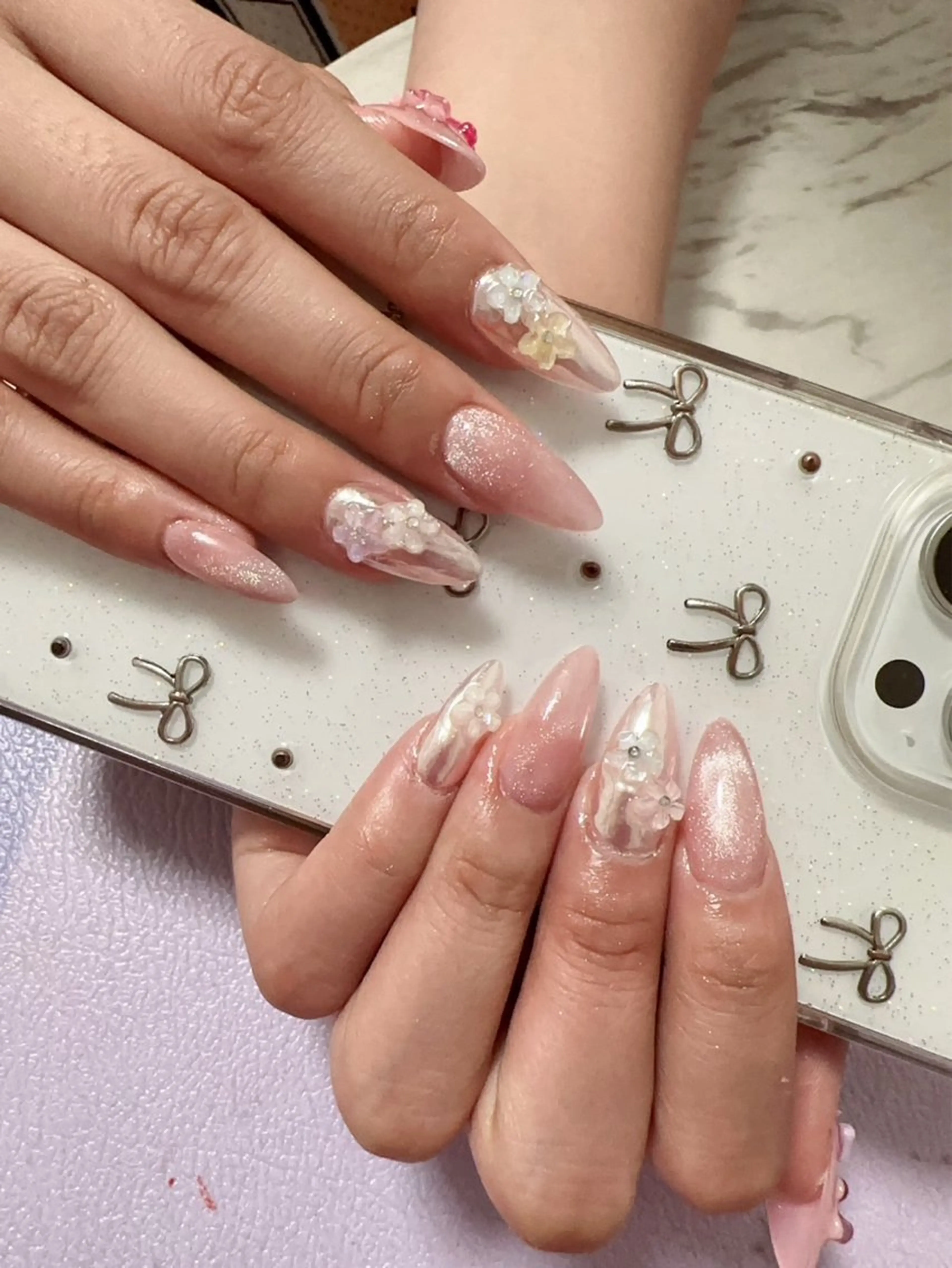🎀チップ長さ出しデザインありコース🎀パーツ付きの写真