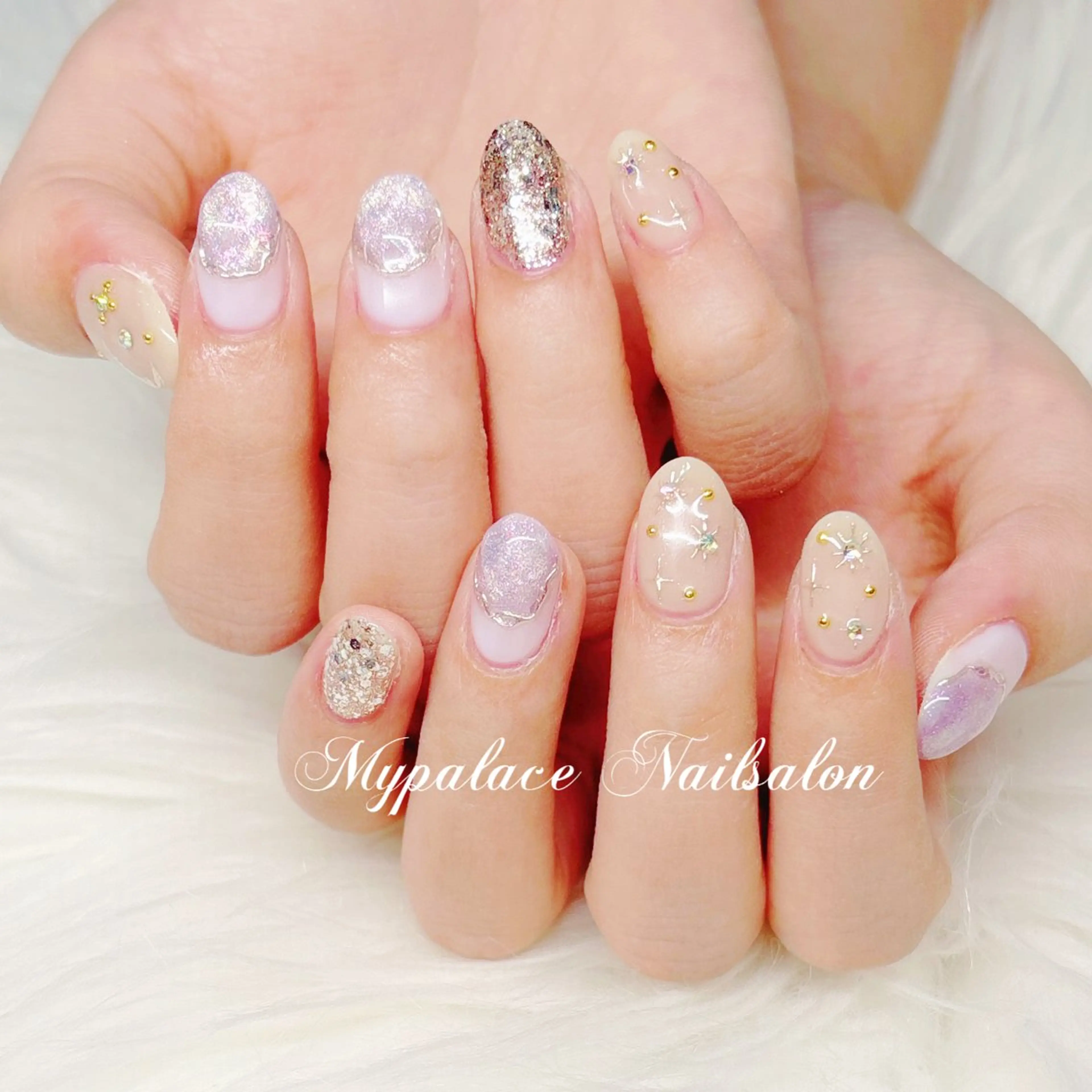 ネイル キラキラネイル ラメ(グリッター) マグネットネイル ミラーネイル ハンドネイル Yuis Nailスカルプ専門のネイルデザイン