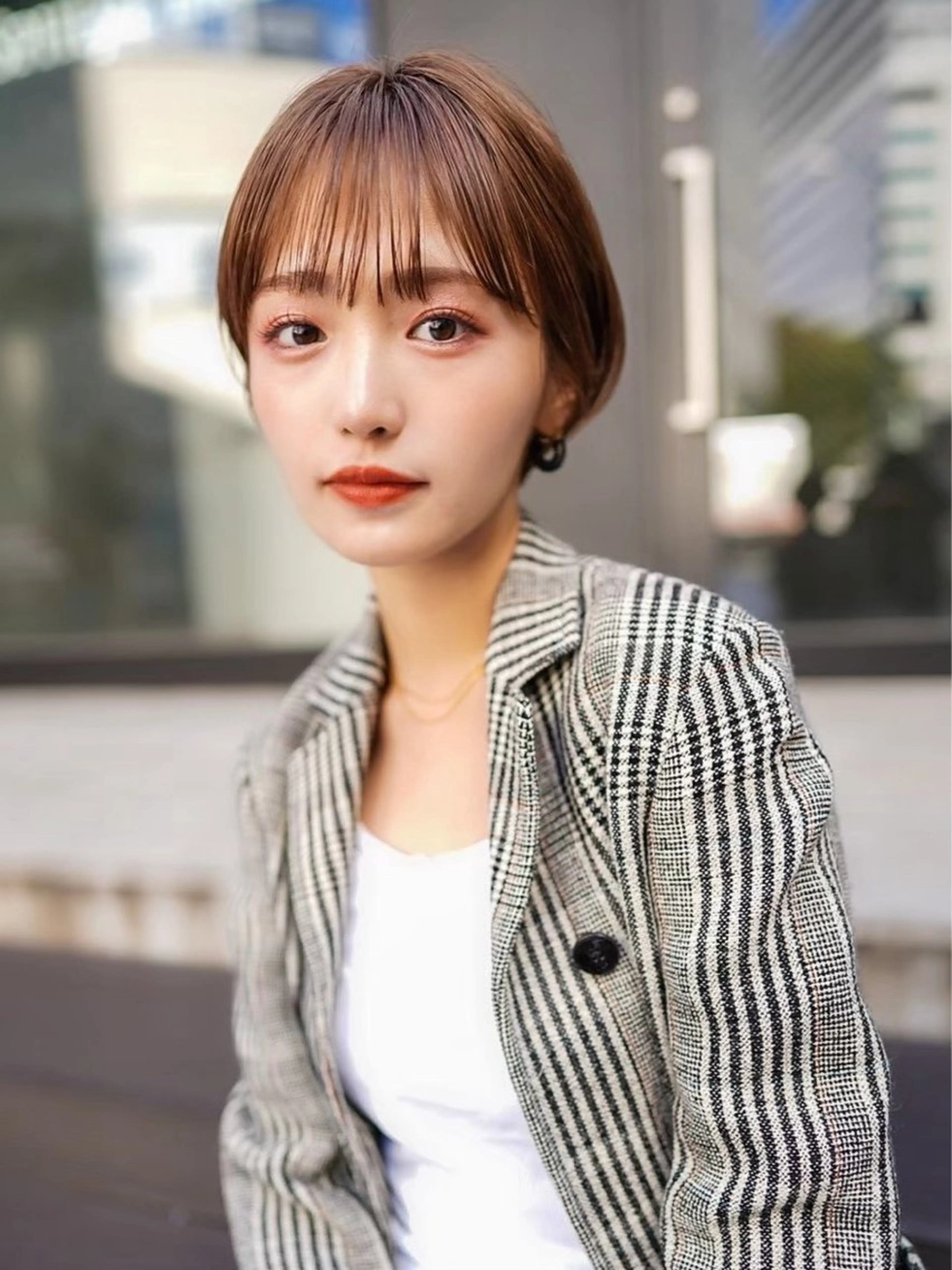 ショート 切りっぱなしボブ/ 小顔ボブNANAのヘアスタイル