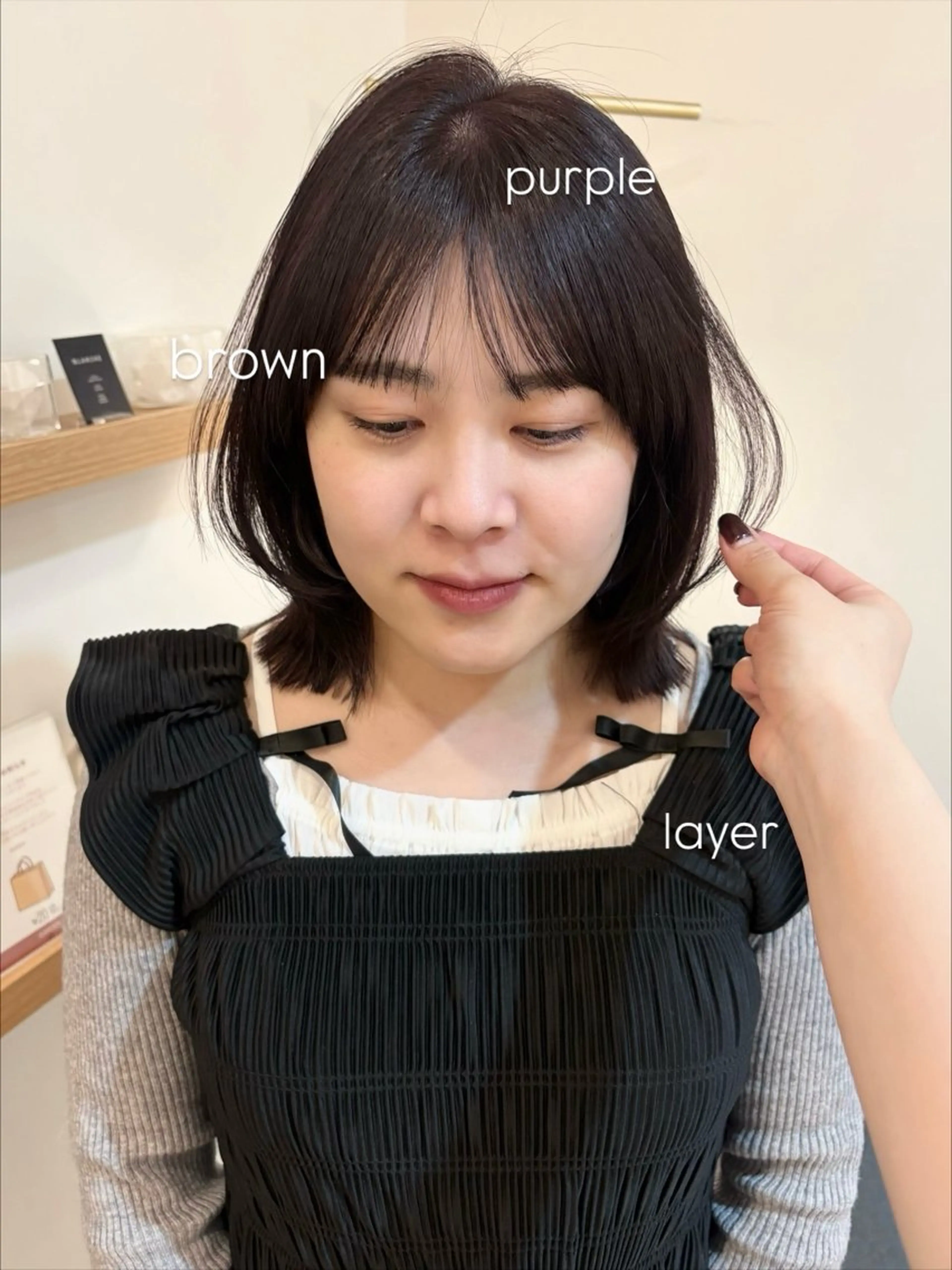 ミディアム カット ヘアカラー トリートメント 似合わせ/透明感 /レイヤー/りほ🤍のヘアスタイル