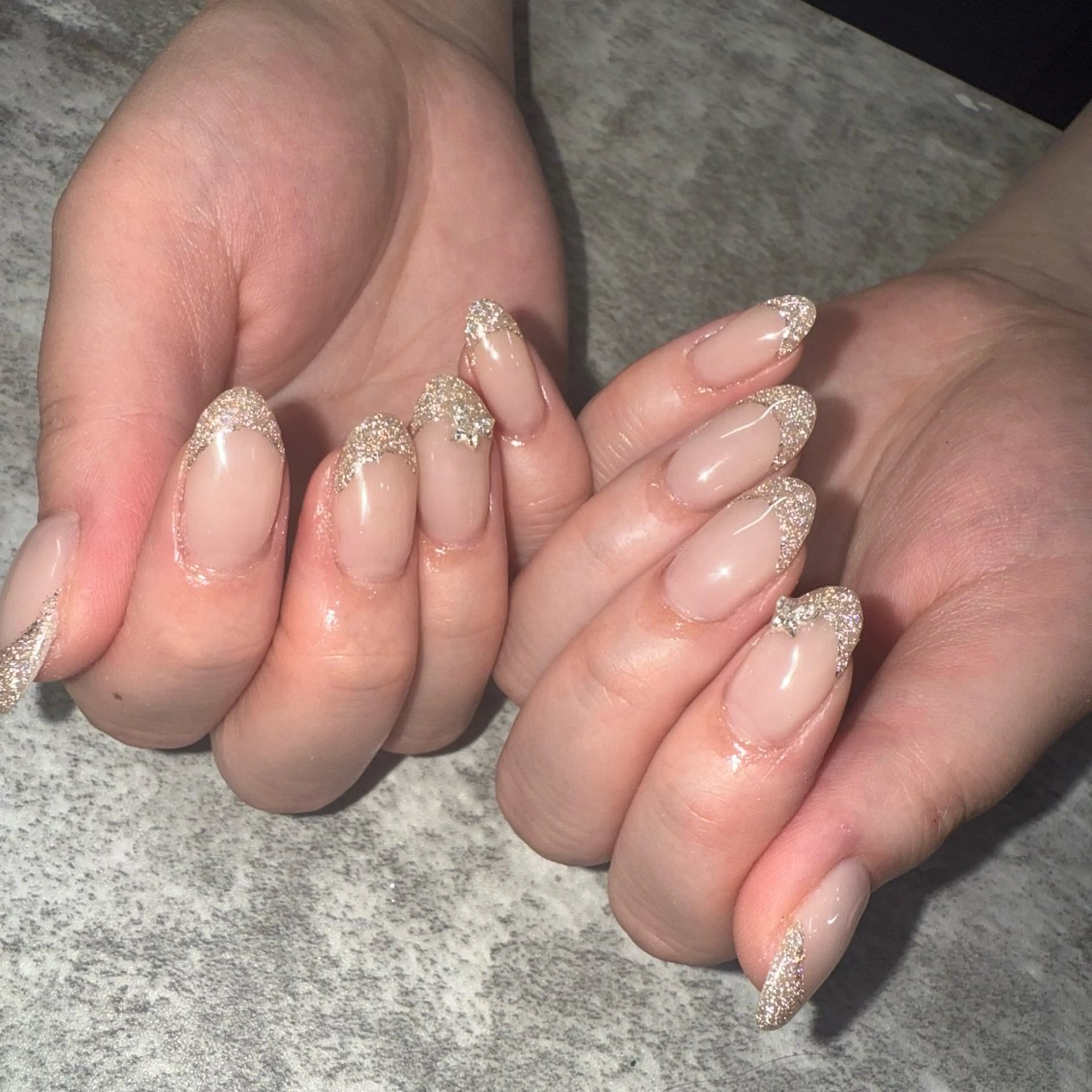 ネイル フラッシュネイル フレンチネイル ラメ(グリッター) ハンドネイル ★Rinail... .のネイルデザイン