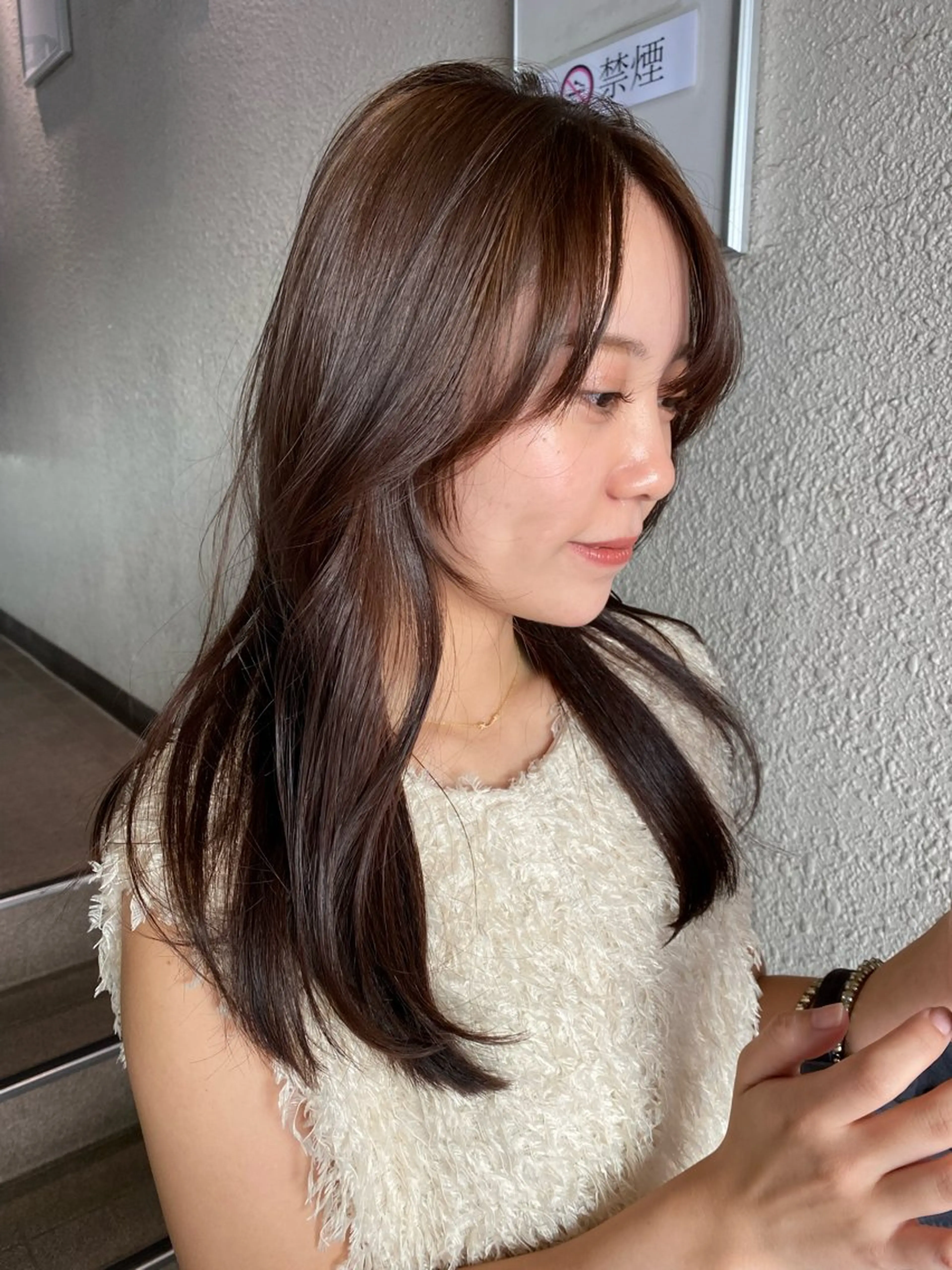 ロング カラー カット ヘアカラー ナチュラルヘア🫧 ナナミのヘアスタイル