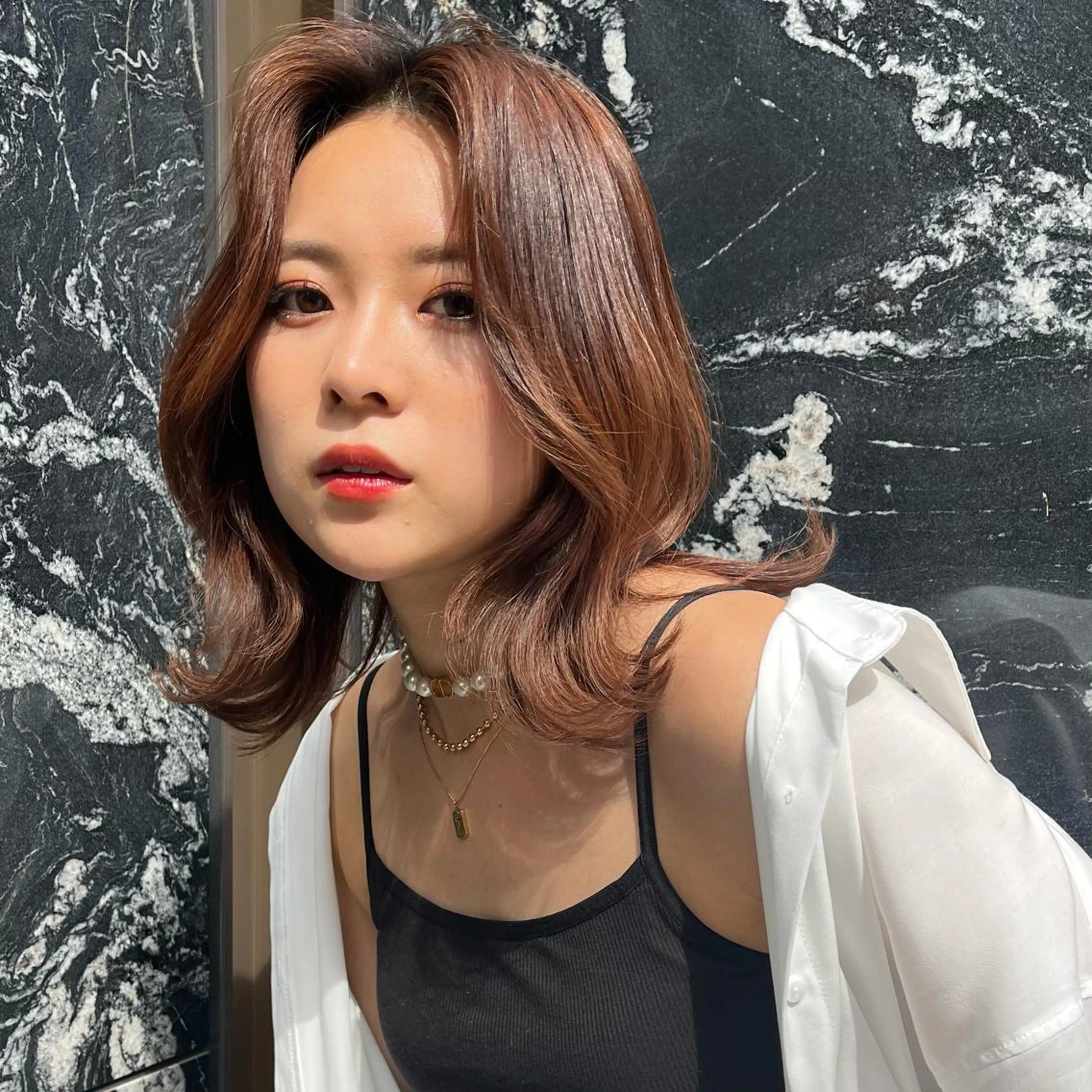 ミディアム カラー くびれヘア Je suis heureuse Tres所属・早朝セット☀️ レイヤー/Momoのヘアスタイル
