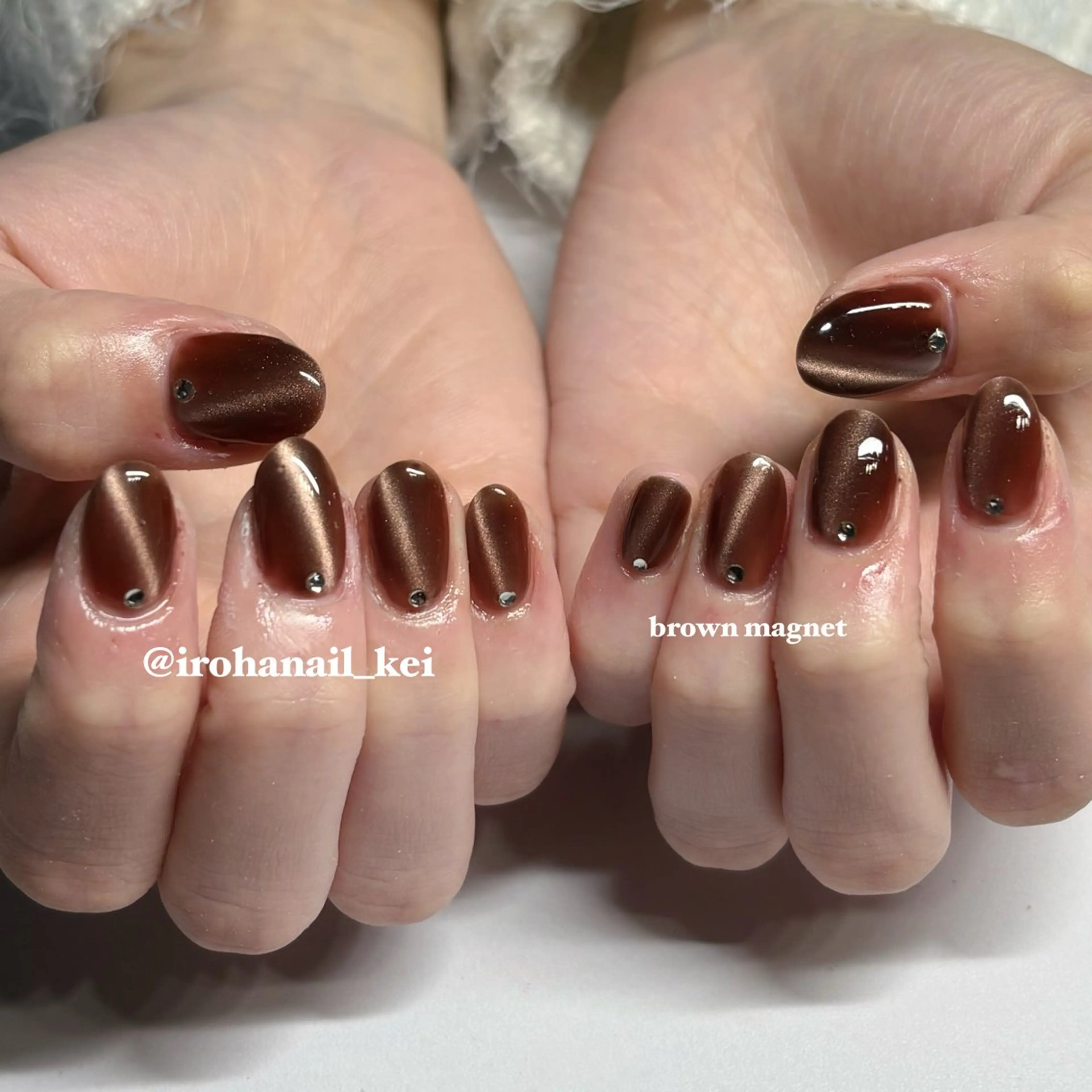 ネイル ブラウン マグネットネイル IROHA NAIL_kei🐶のネイルデザイン