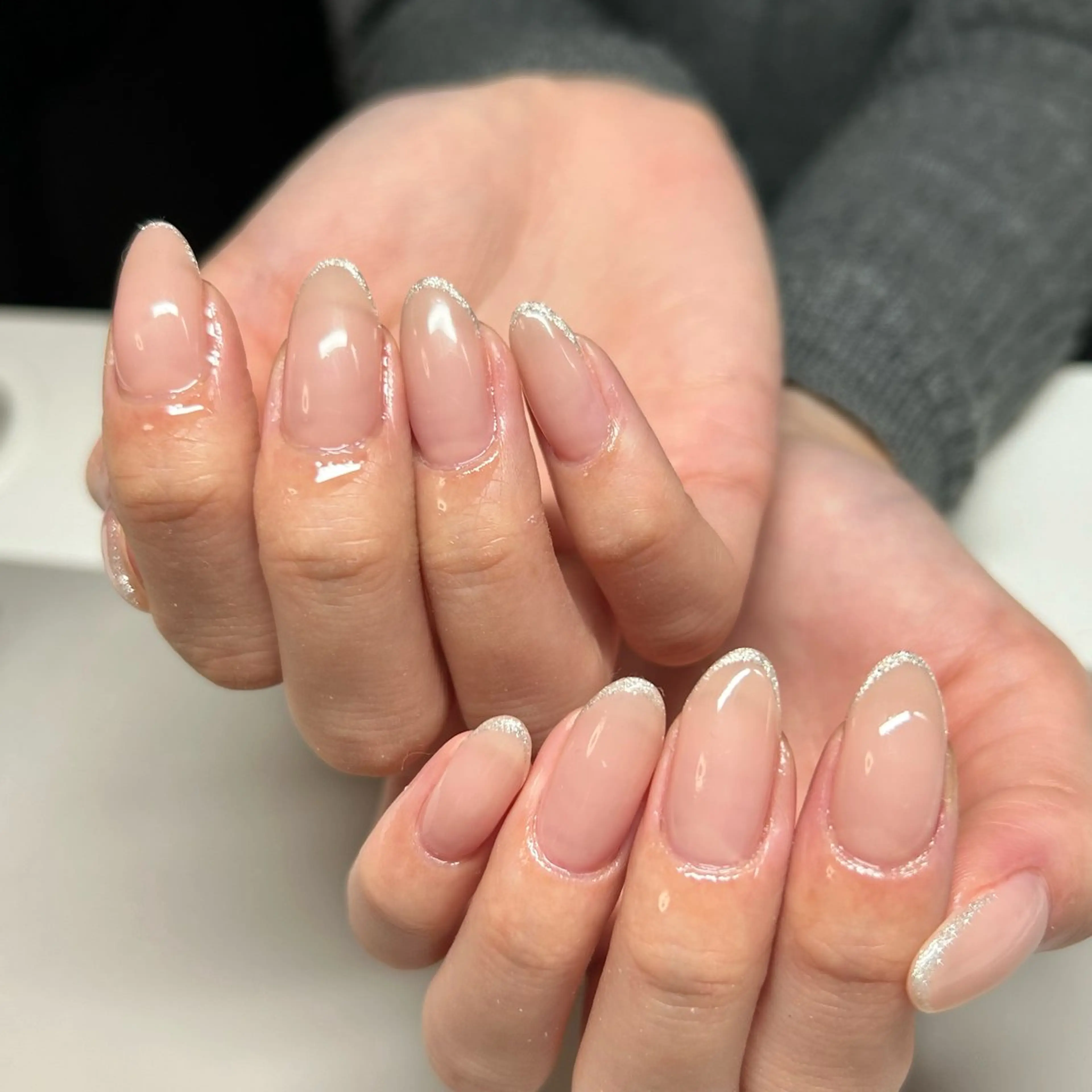 ネイル フレンチネイル ラメ(グリッター) ハンドネイル Natsu nailのネイルデザイン
